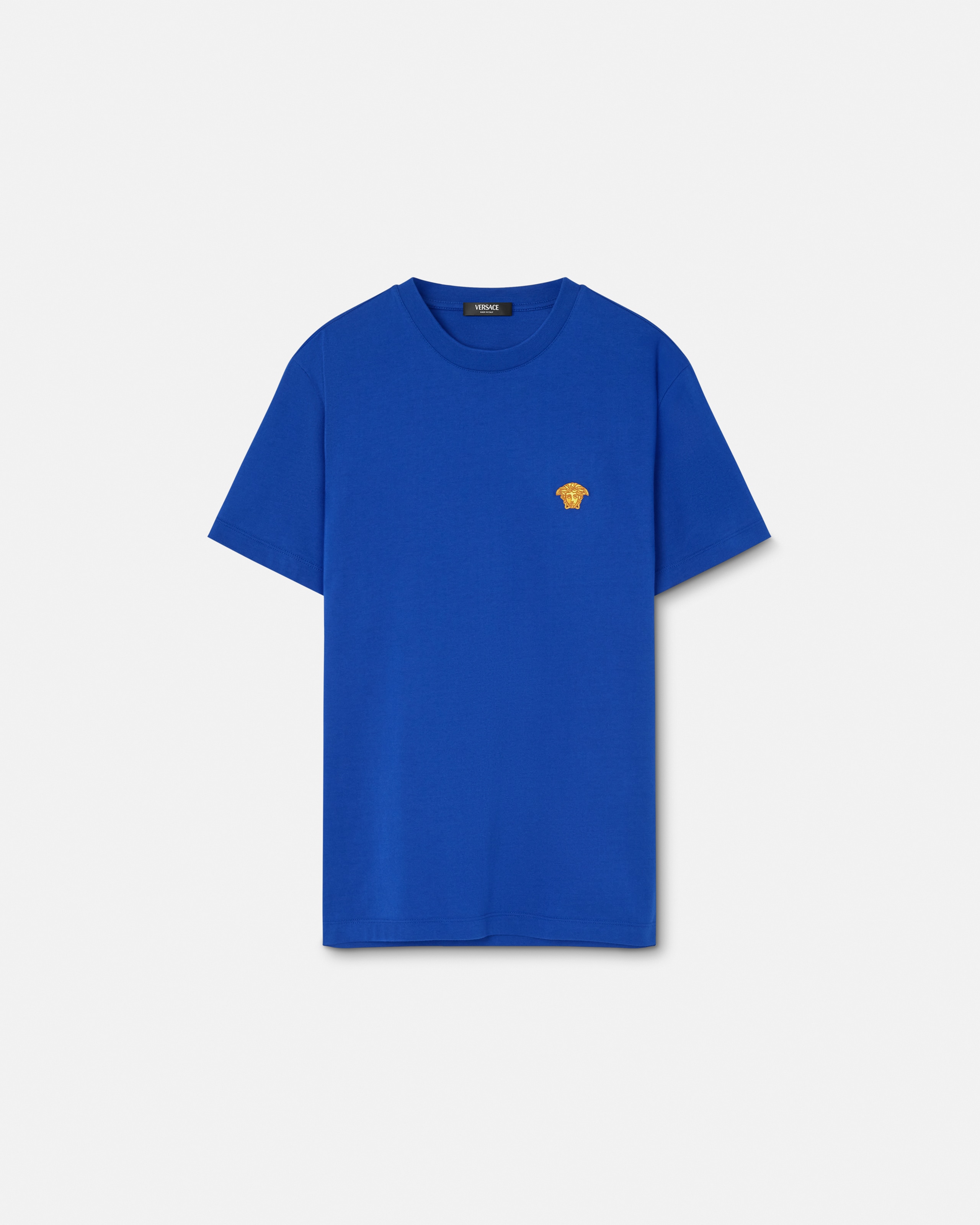 刺繍入り コットンジャージー Tシャツ ブルー | VERSACE JP