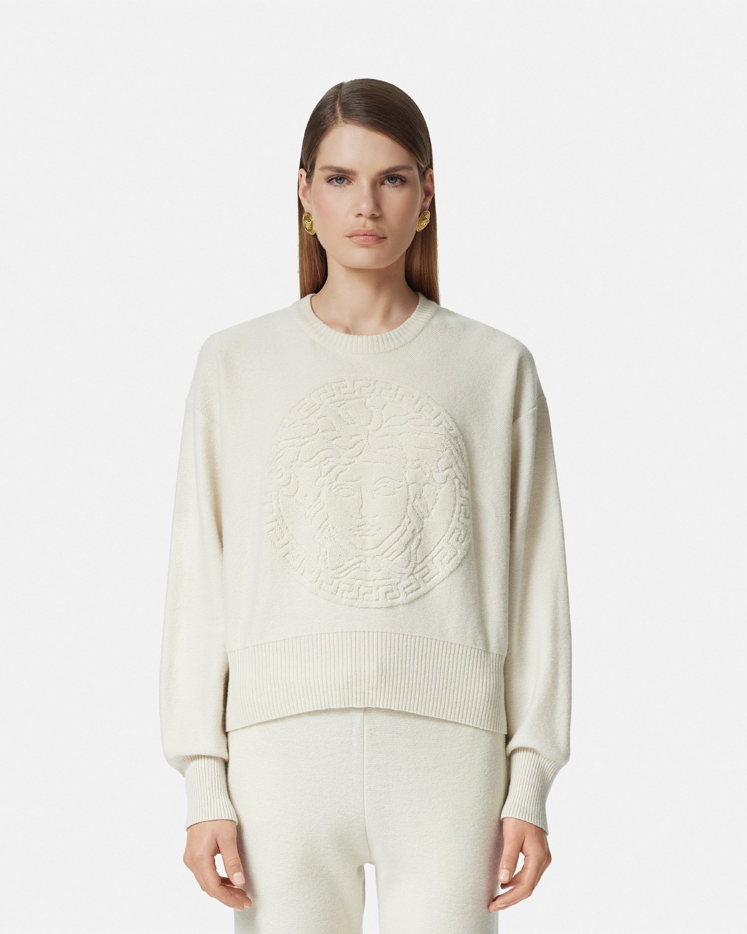 Versace カシミヤブレンド ニット セーター メドゥーサ　　ピンク カシミヤブレンド ニット セーター メドゥーサ ピンク | VERSACE JP