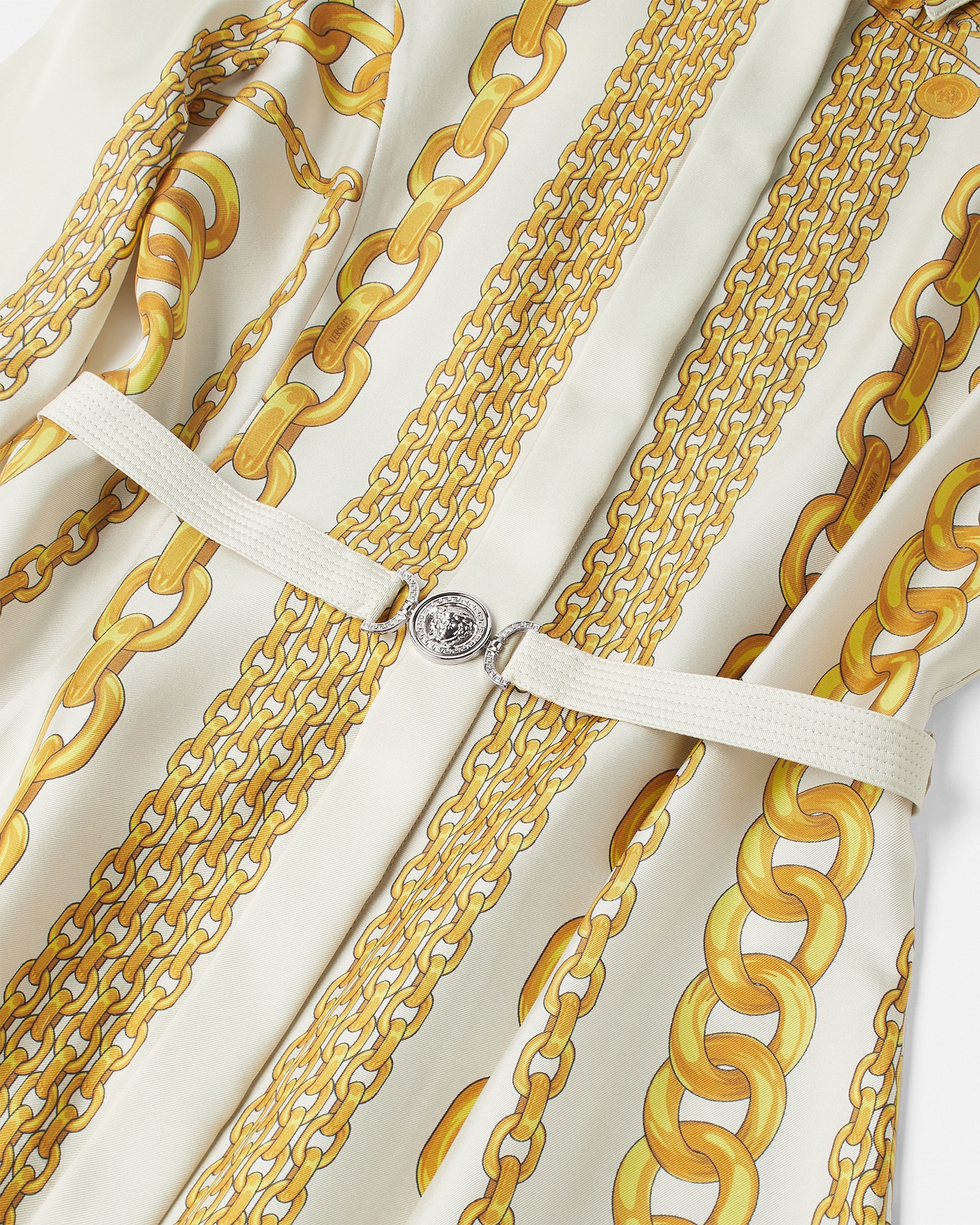 国内発 VERSACE トレジャー シルクツイル長袖シャツドレス ルーシュ シャツ ドレス ピンク,プリント | VERSACE JP