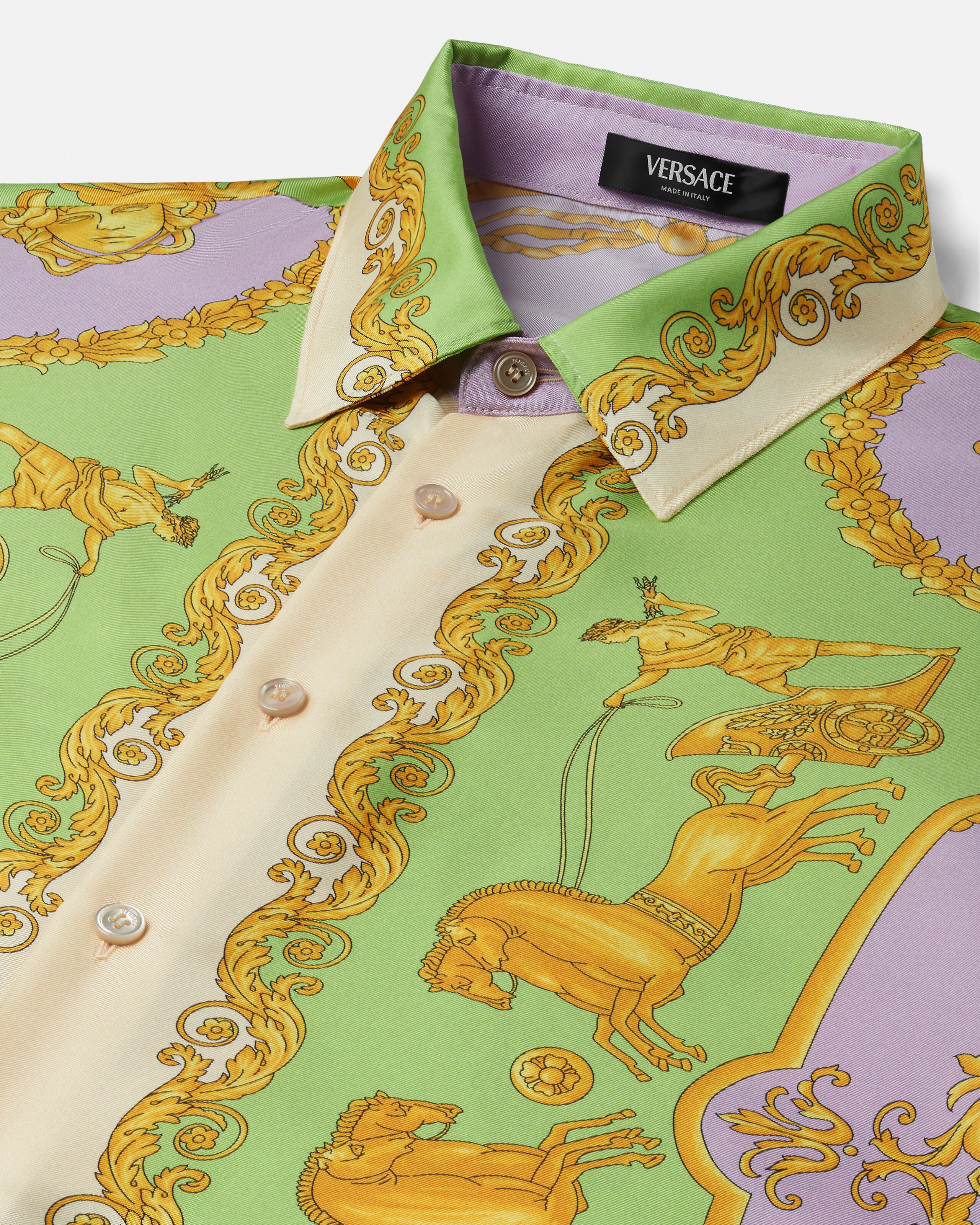 プリント シルク ツイル レギュラー シャツ ブラック,ブルー | VERSACE JP