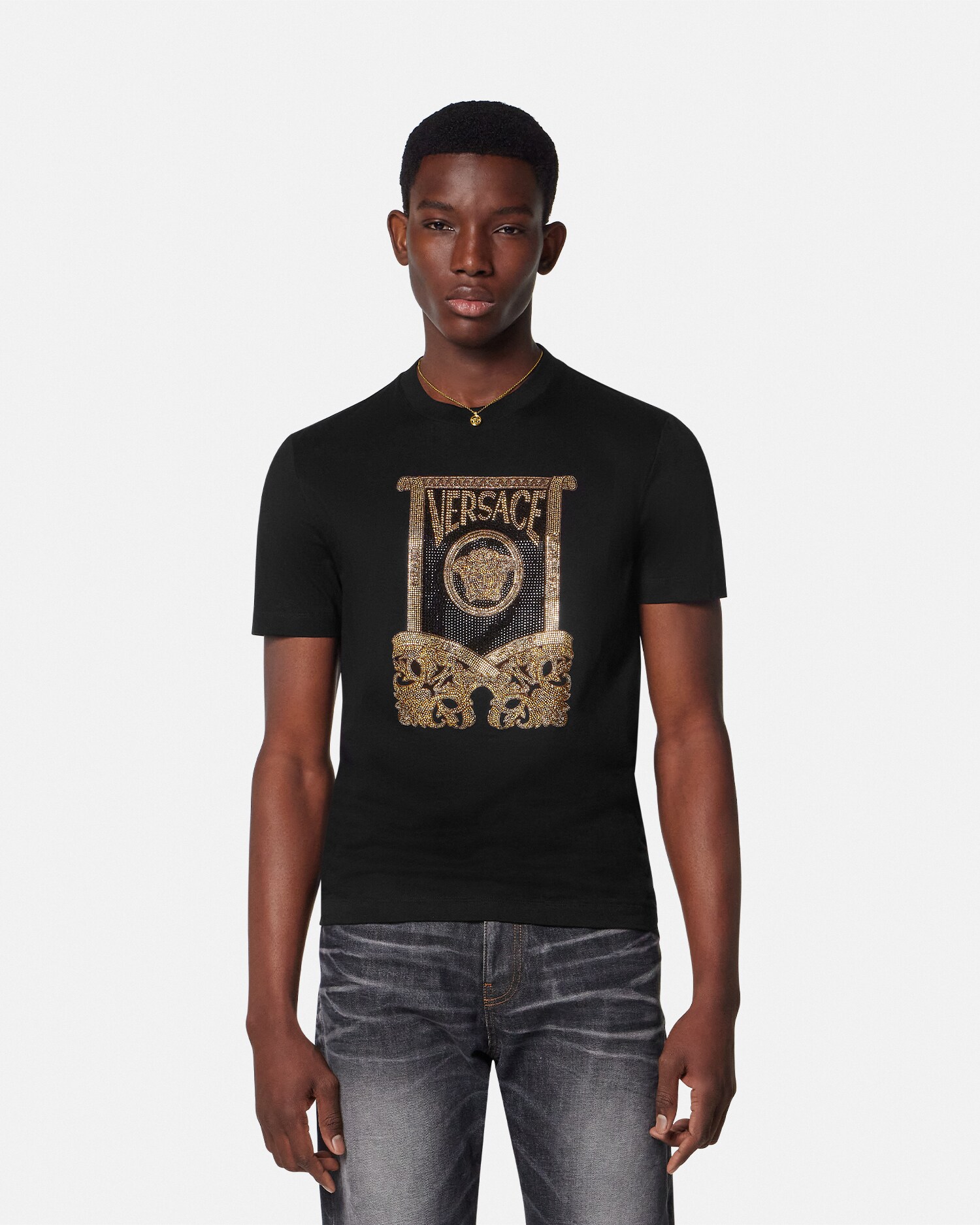 VERSACE バロック柄 Tシャツ テイラーフィット 90_1013944-