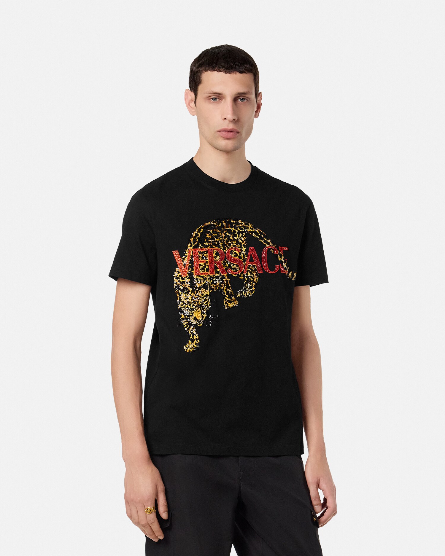 刺繍入り Tシャツ ヴェルサーチェ レオパード | VERSACE JP