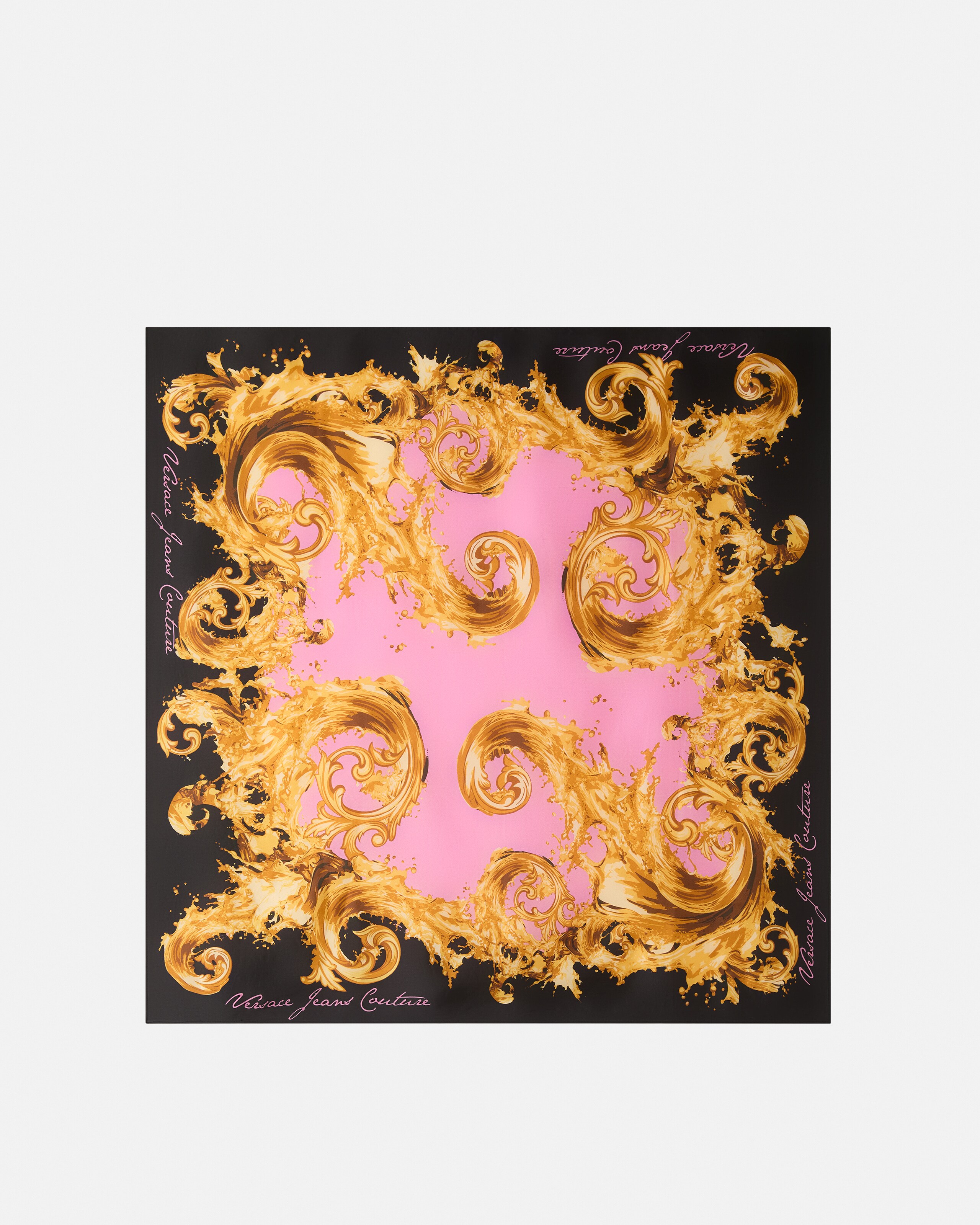 プリント シルク ツイル スカーフ ブラック,ゴールド | VERSACE JP