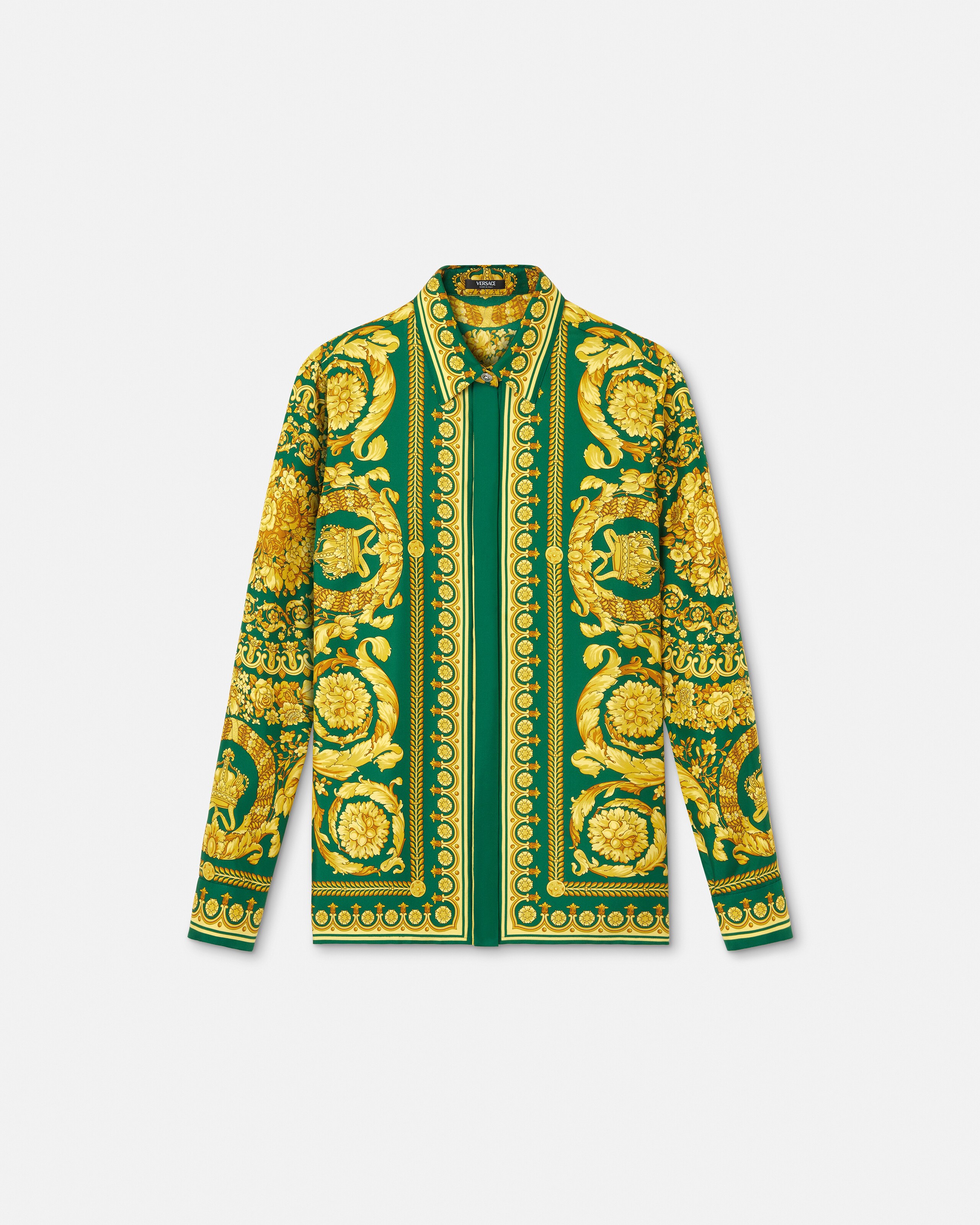 プリント シルク シャツ グリーン,ゴールド | VERSACE JP