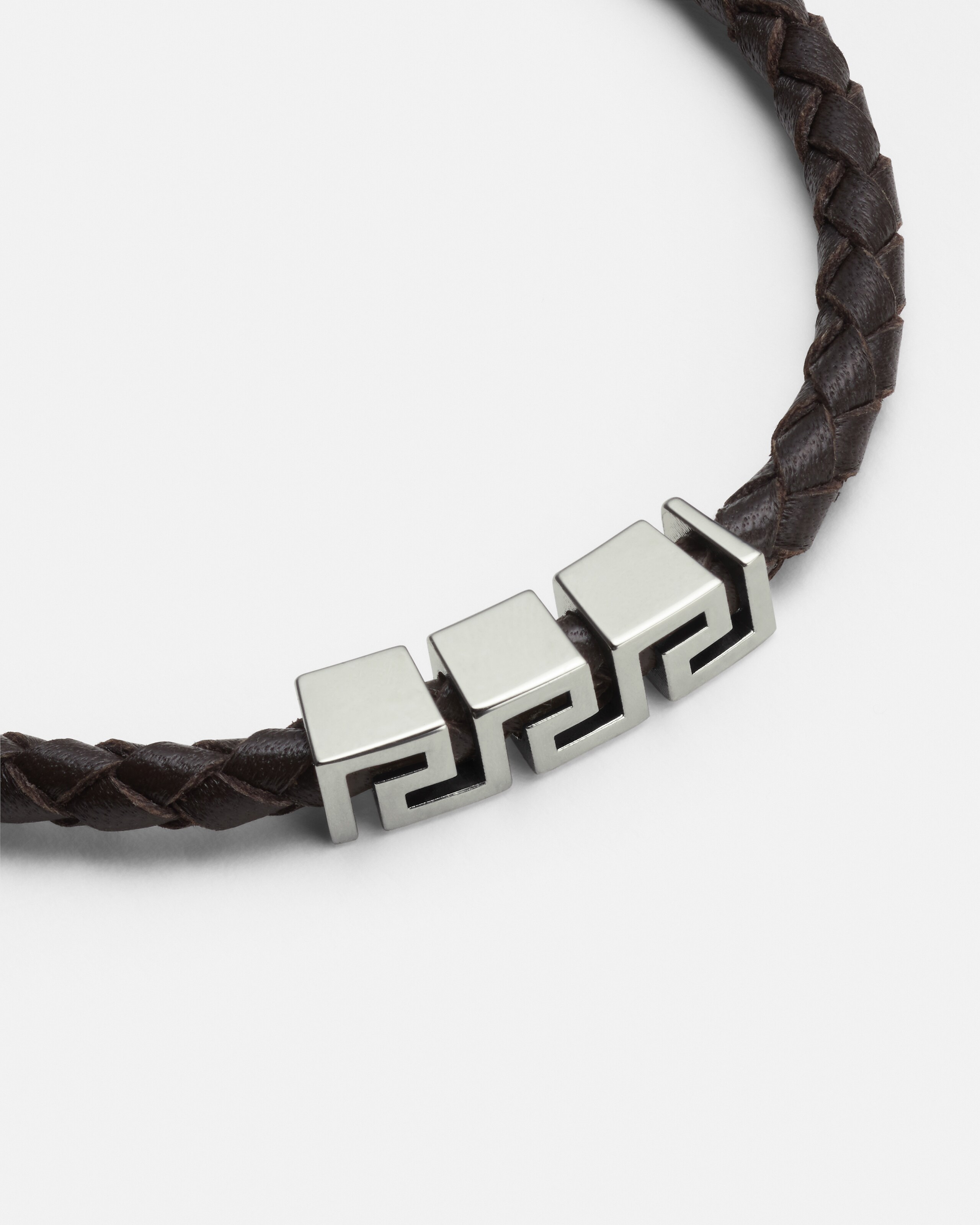 VERSACE グレカ ブレスレット シルバー グレカ レザー ブレスレット ブラウン,シルバー | VERSACE JP