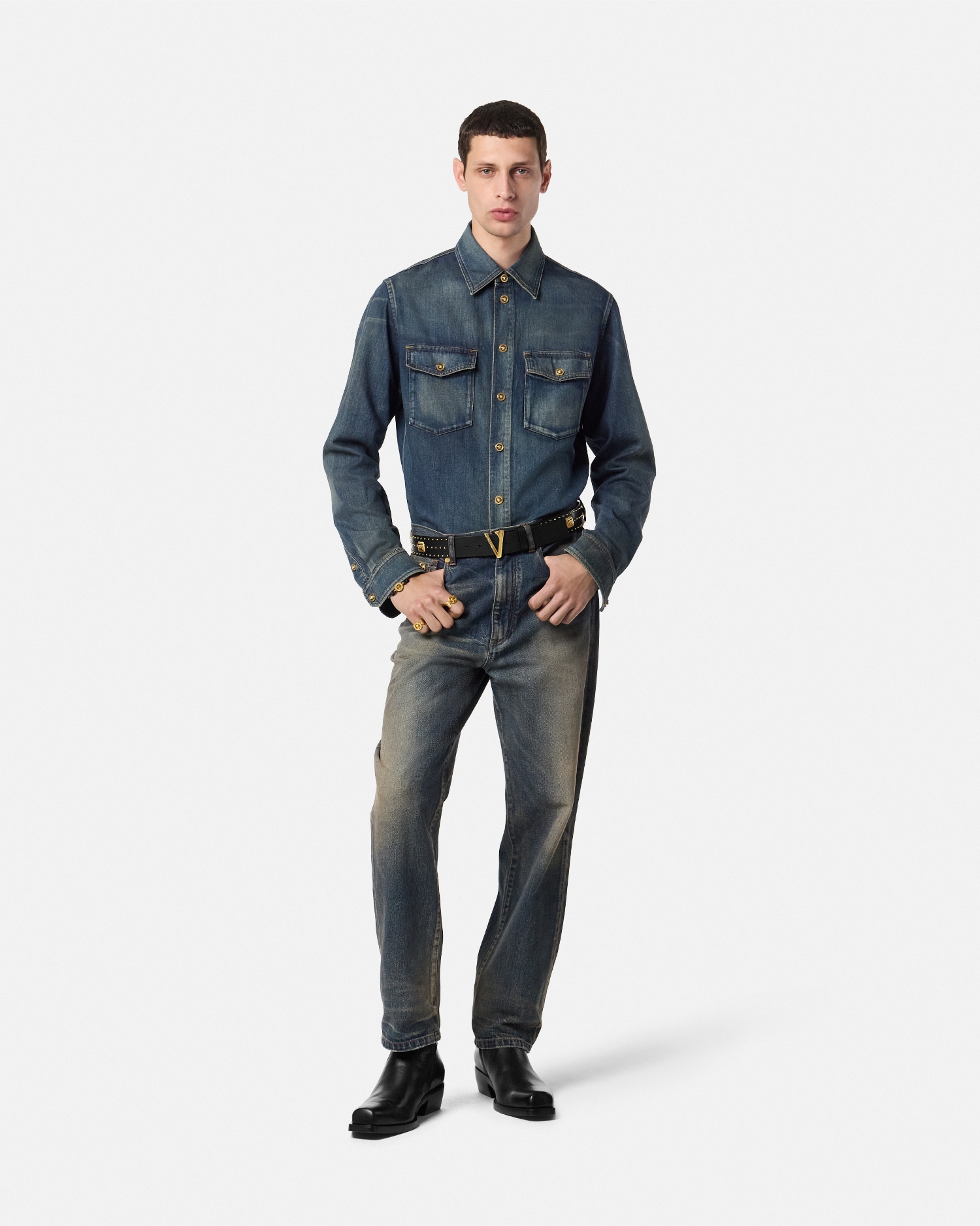【極美品】ヴェルサーチジーンズクチュール　デニムシャツ　イタリア製　コットン　L 楽天市場】VERSACE JEANS COUTURE ヴェルサーチジーンズ