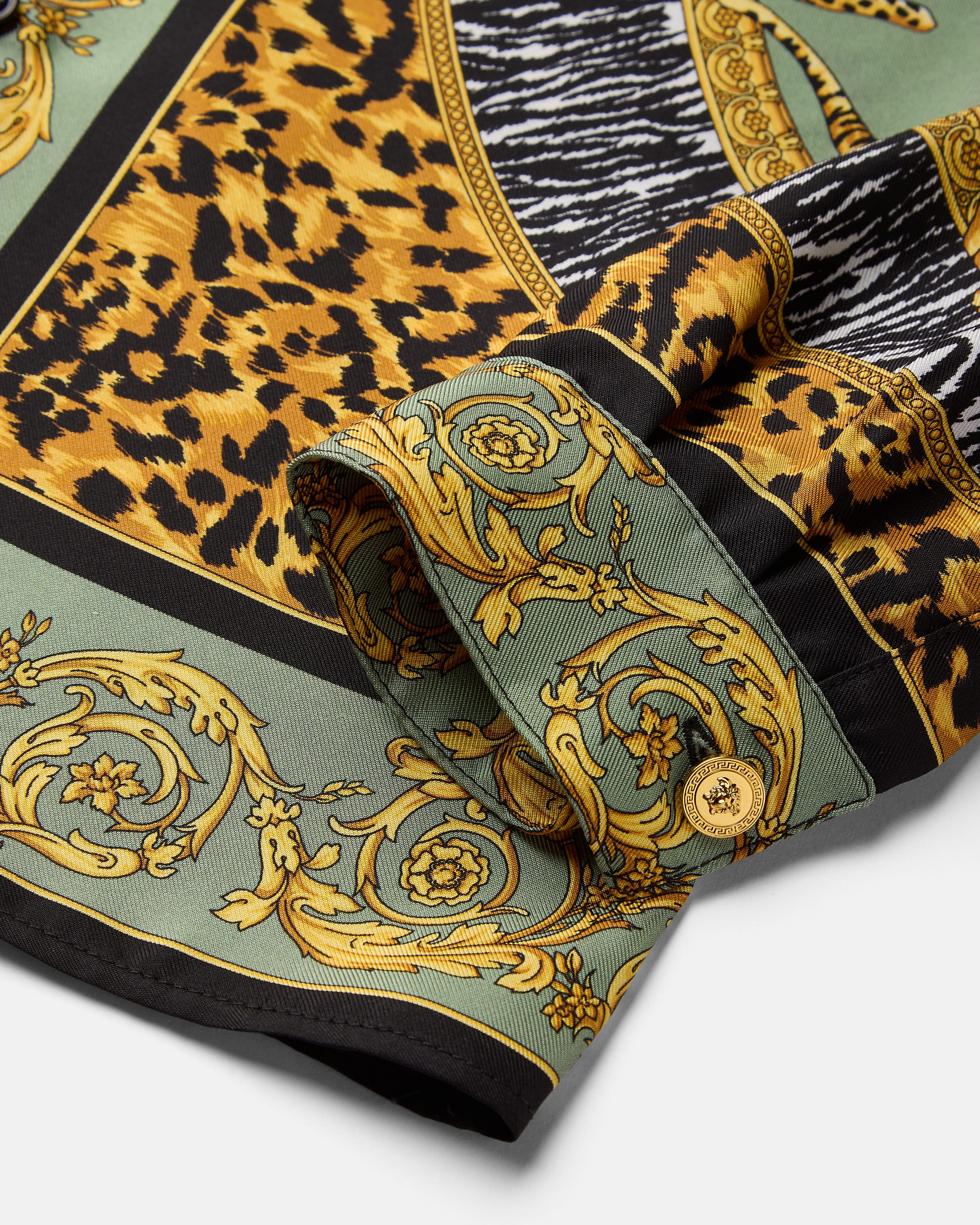 キッズ プリント シルク ツイル シャツ グリーン,プリント | VERSACE JP