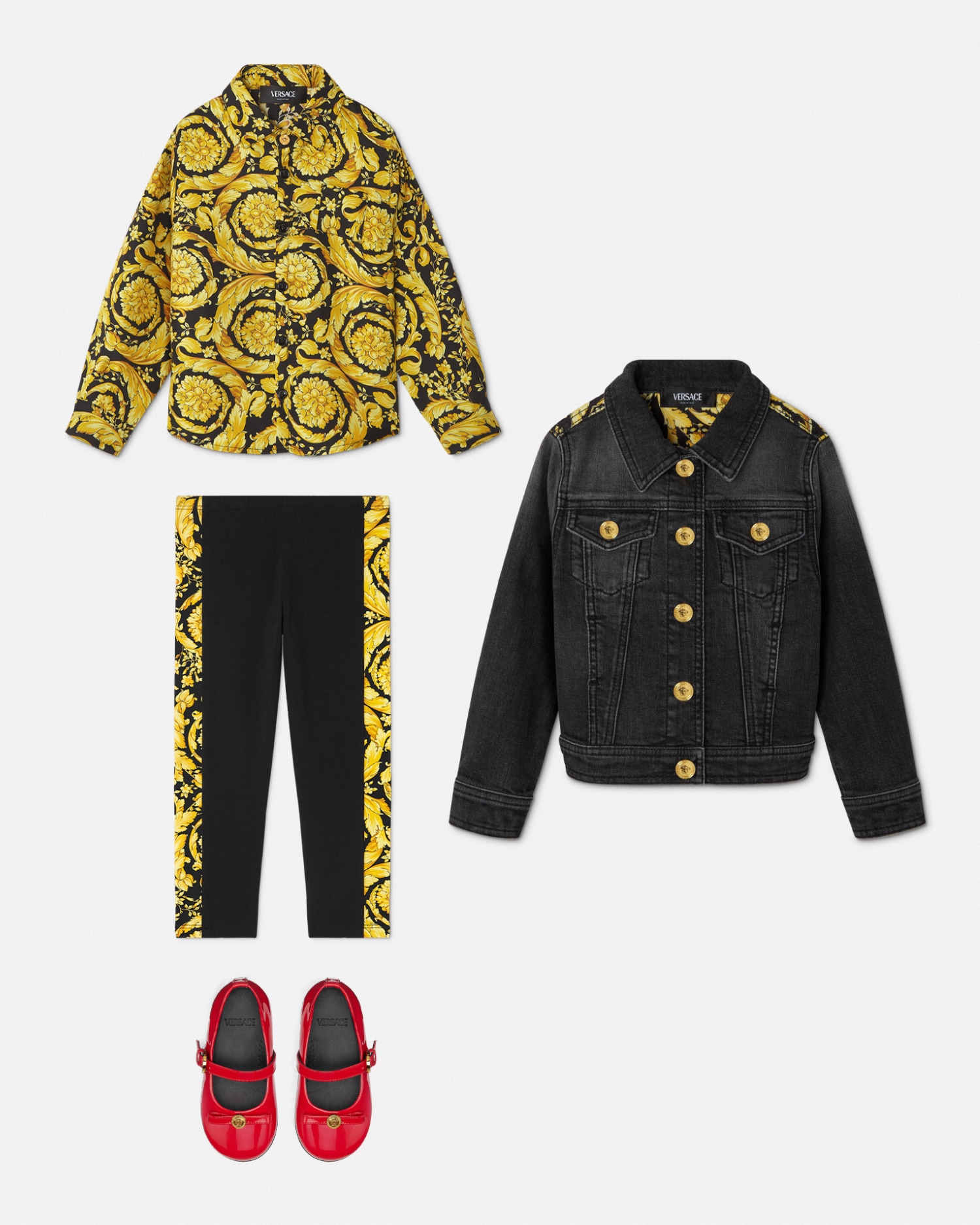 キッズ プリント シルク ツイル シャツ ブラック,プリント | VERSACE JP