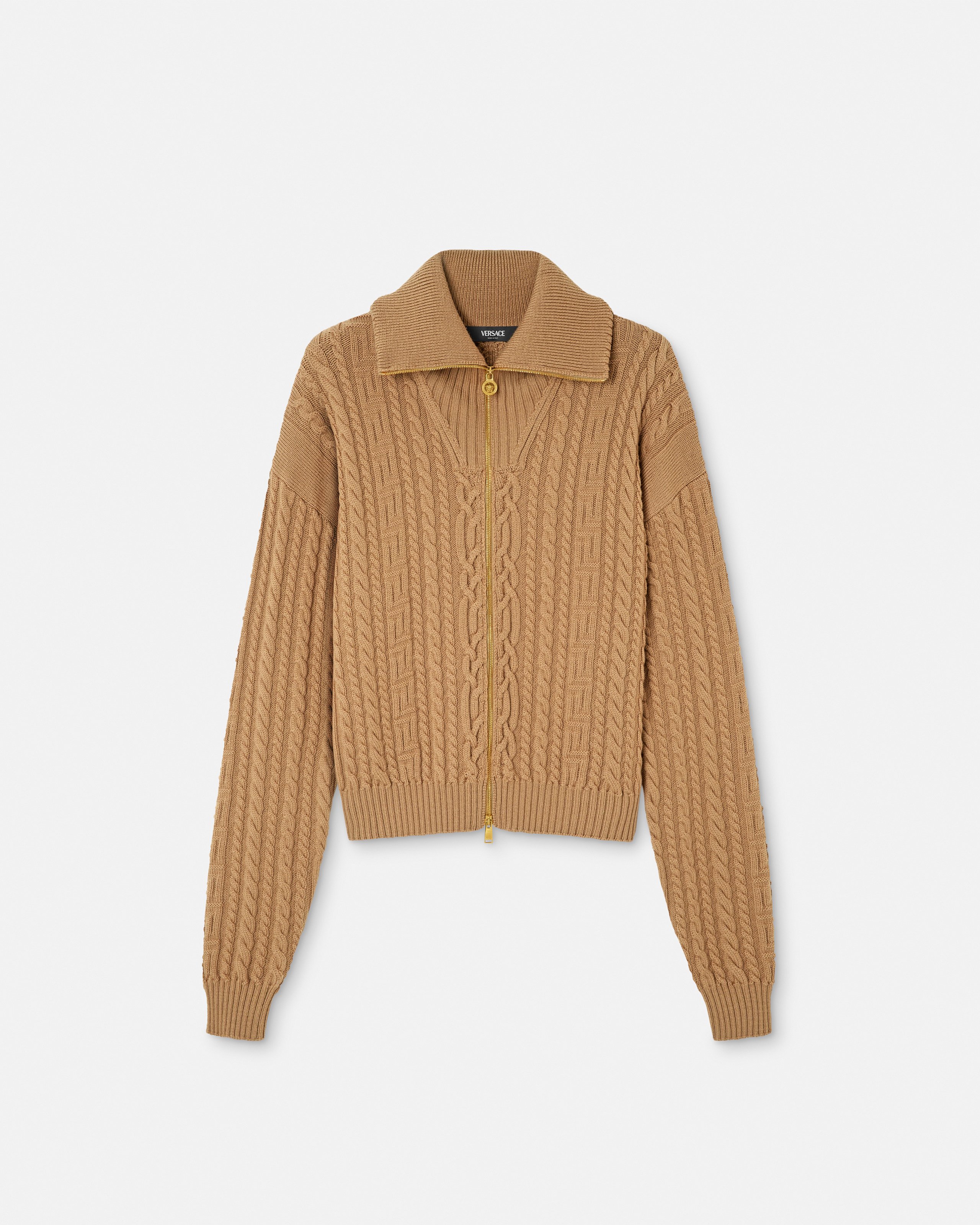 刺繍入り ウール ニット ジッパー セーター | VERSACE JP