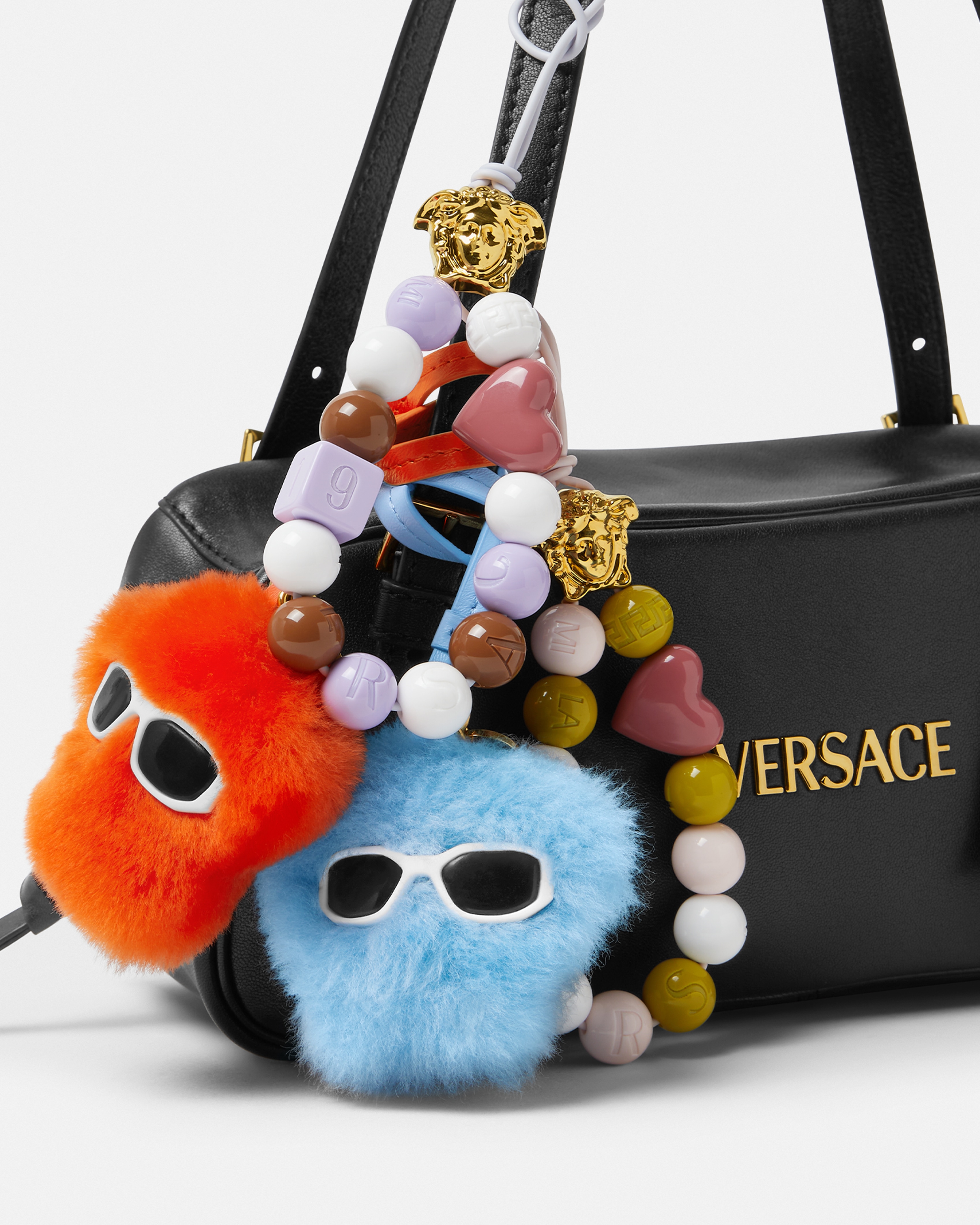 ボウリング ショルダー バッグ ヴェルサーチェ タグ ブラック,ゴールド  