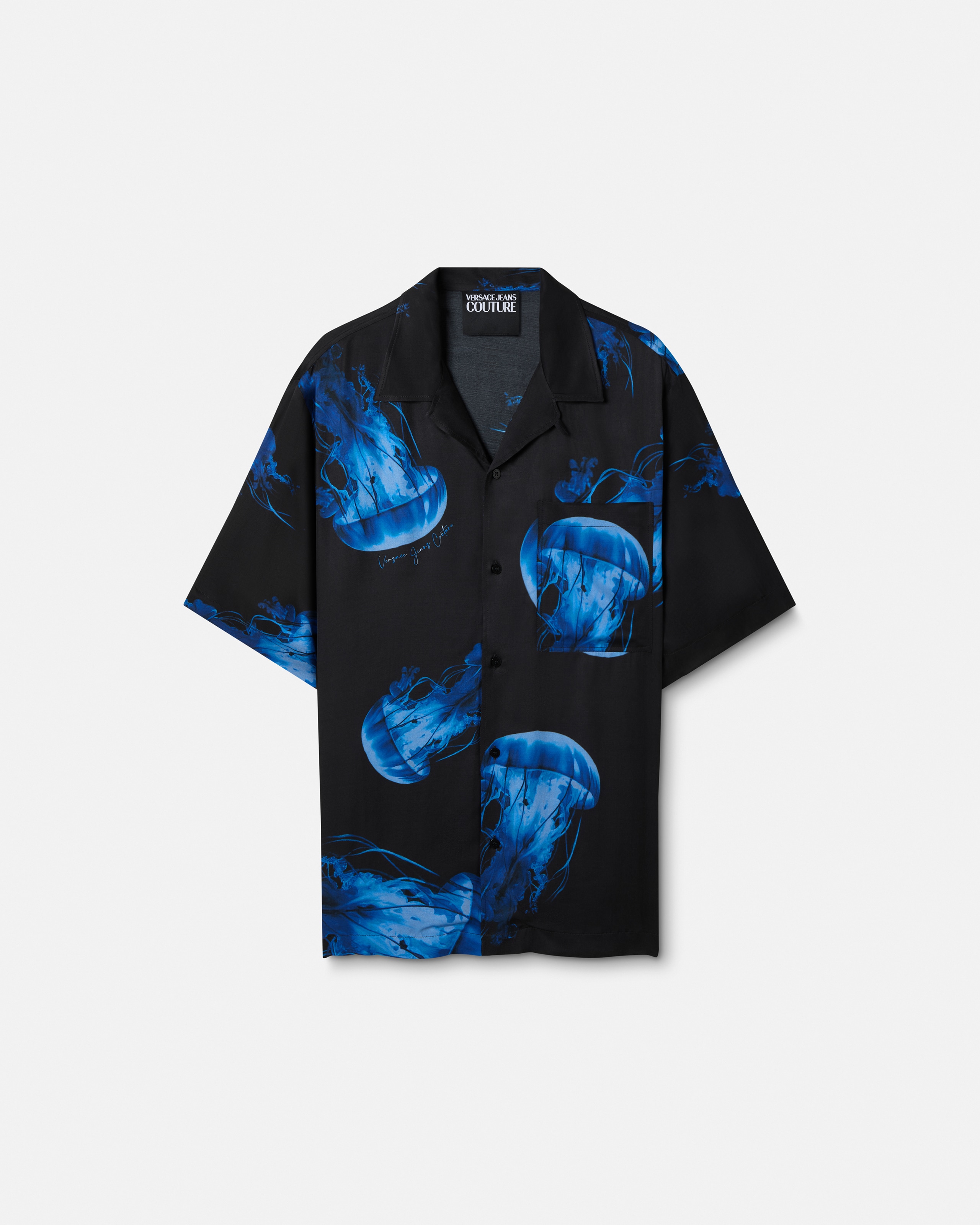 プリント ツイル ビスコース シャツ ブラック,プリント | VERSACE JP