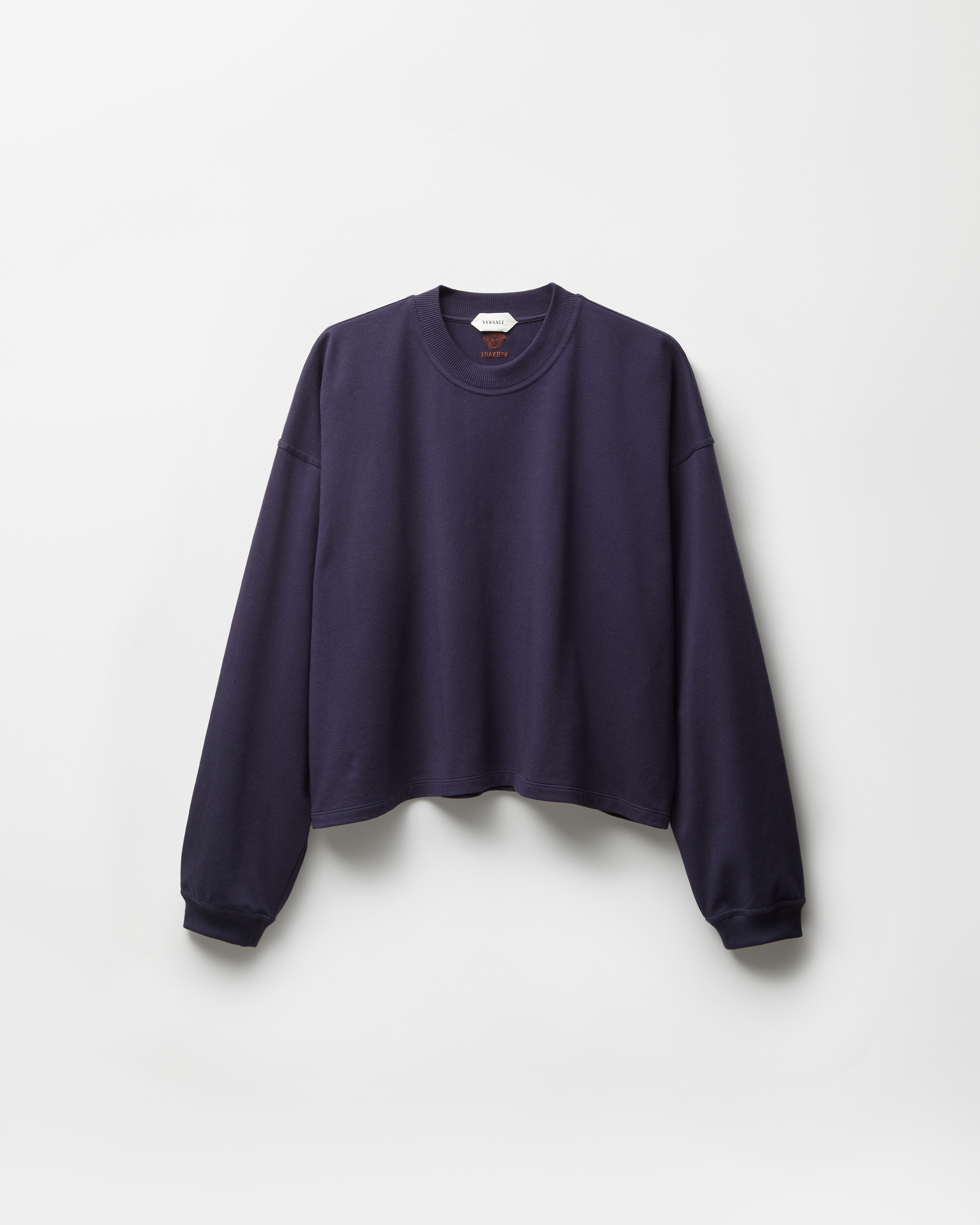 刺繍入り コットンジャージー 長袖 Tシャツ ブルー | VERSACE JP