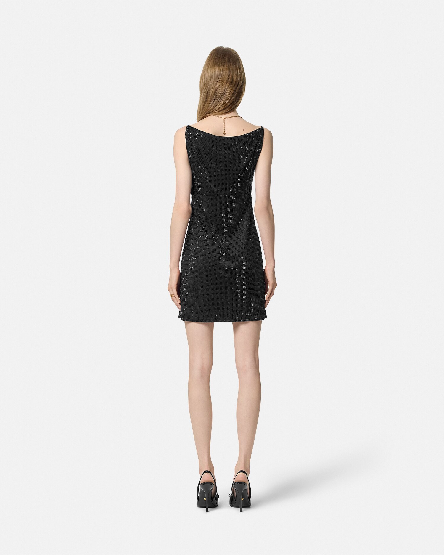 【関税込み】Versace ブラック スラッシュ ミニドレス 90_1011546-