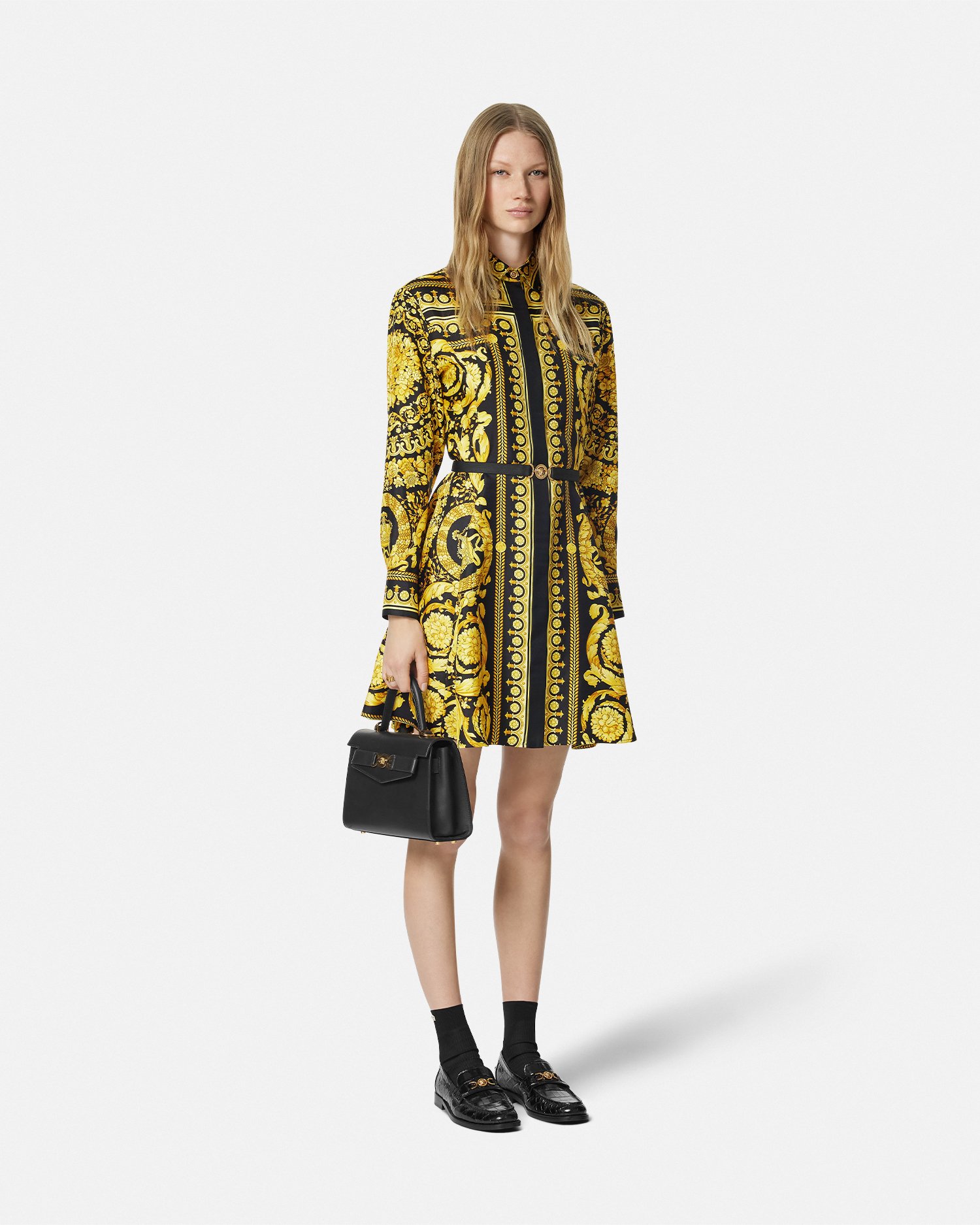 VERSACE バロッコ レース カウル ミニドレス ブラック VERSACE バロッコ レース カウル ミニドレス ブラック (VERSACE