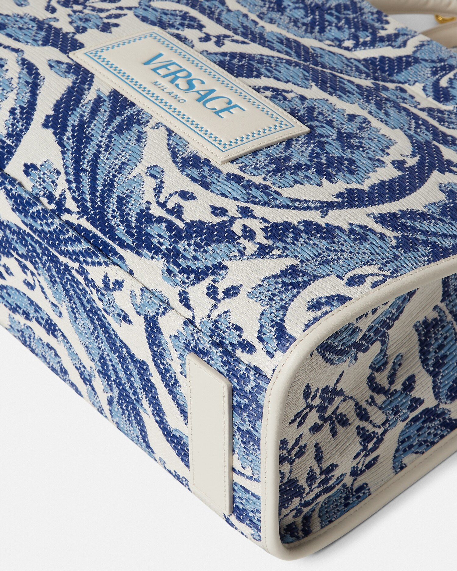 アテナ ラージ ラフィア トート ホワイト,ブルー | VERSACE JP