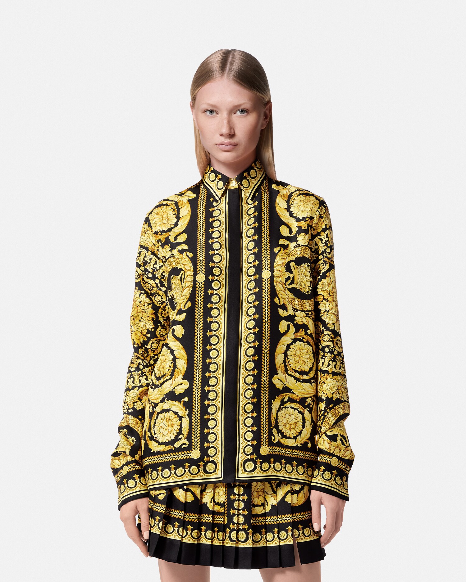 プリント シルク シャツ ブラック,プリント | VERSACE JP
