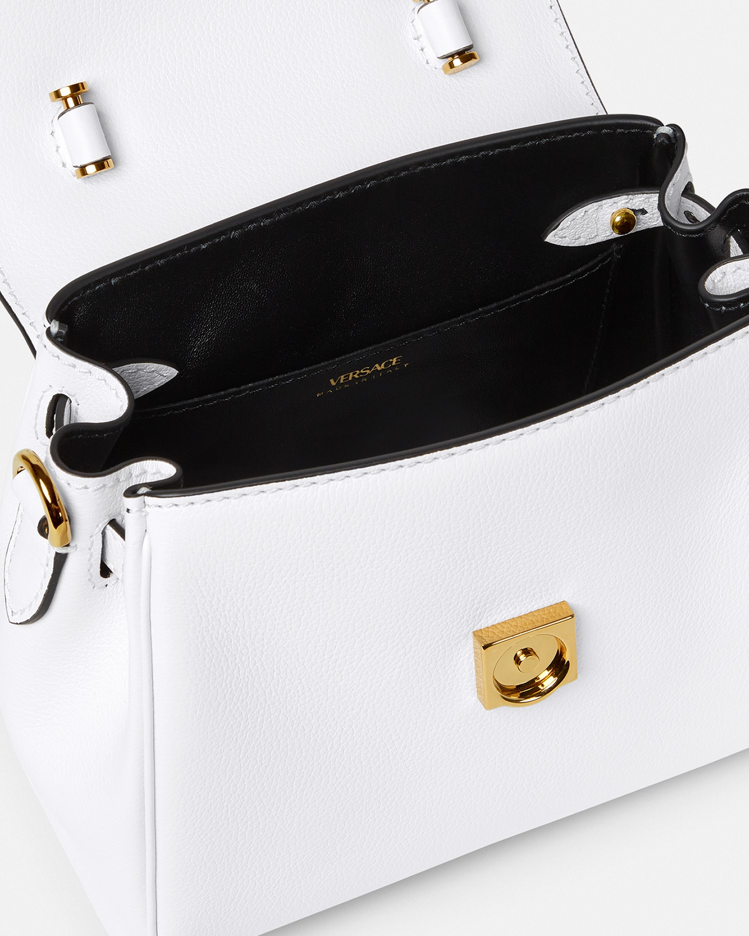 ラ メドゥーサ スモール レザー トップハンドル ホワイト | VERSACE JP