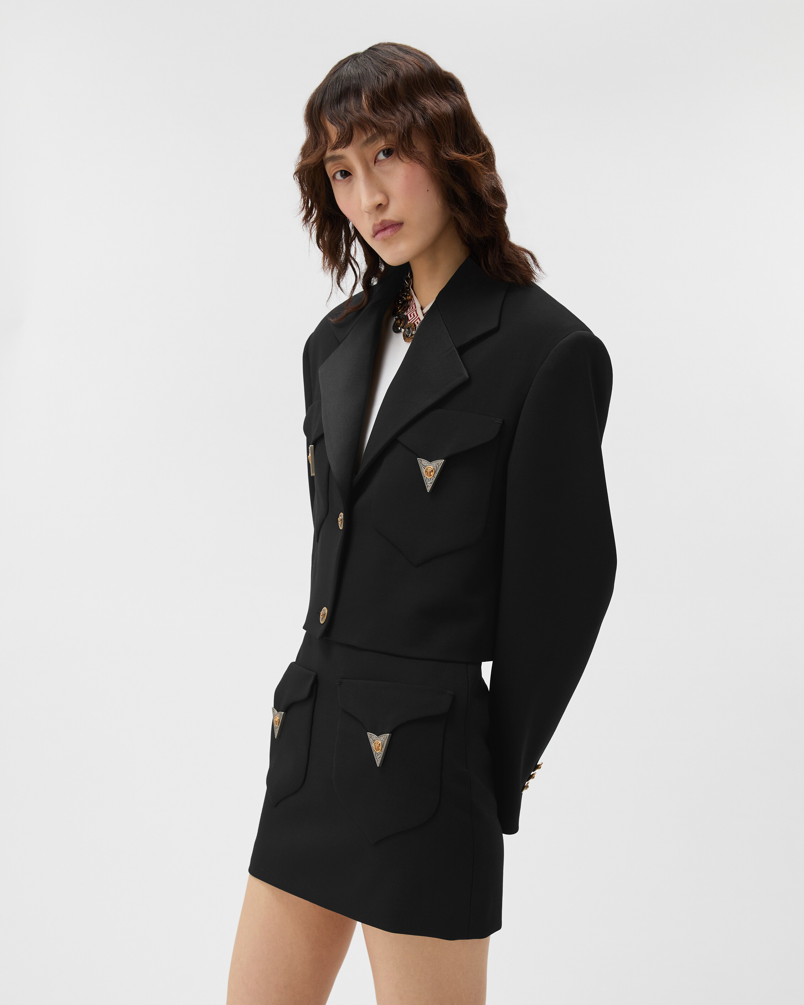 ウールクロップブレザー ブラック | VERSACE JP