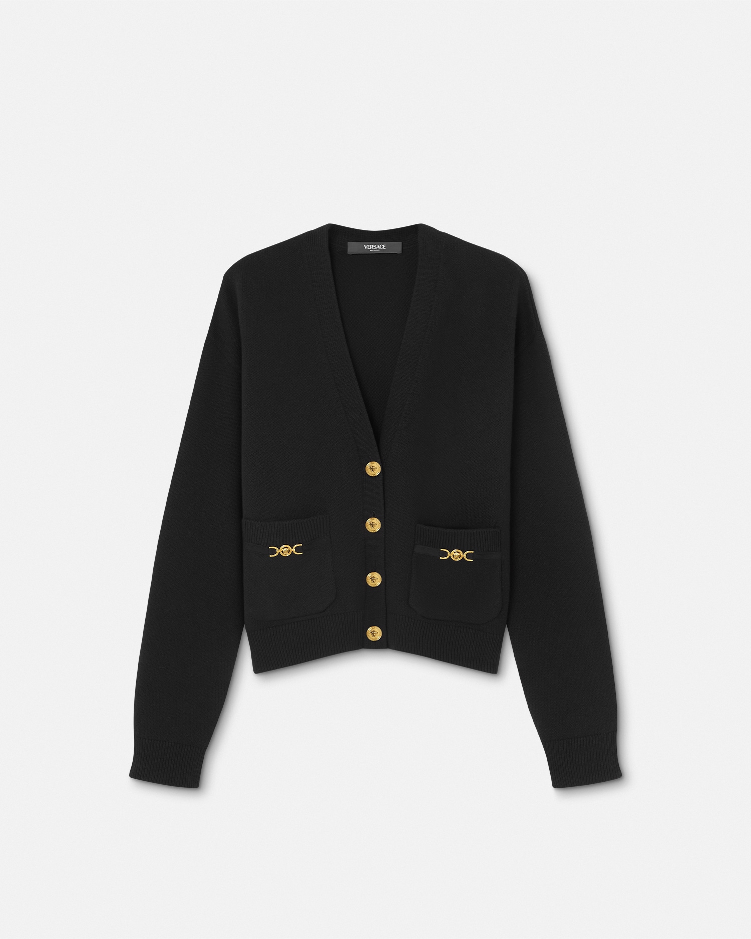 カシミヤウール ニット ボクシー カーディガン ブラック | VERSACE JP