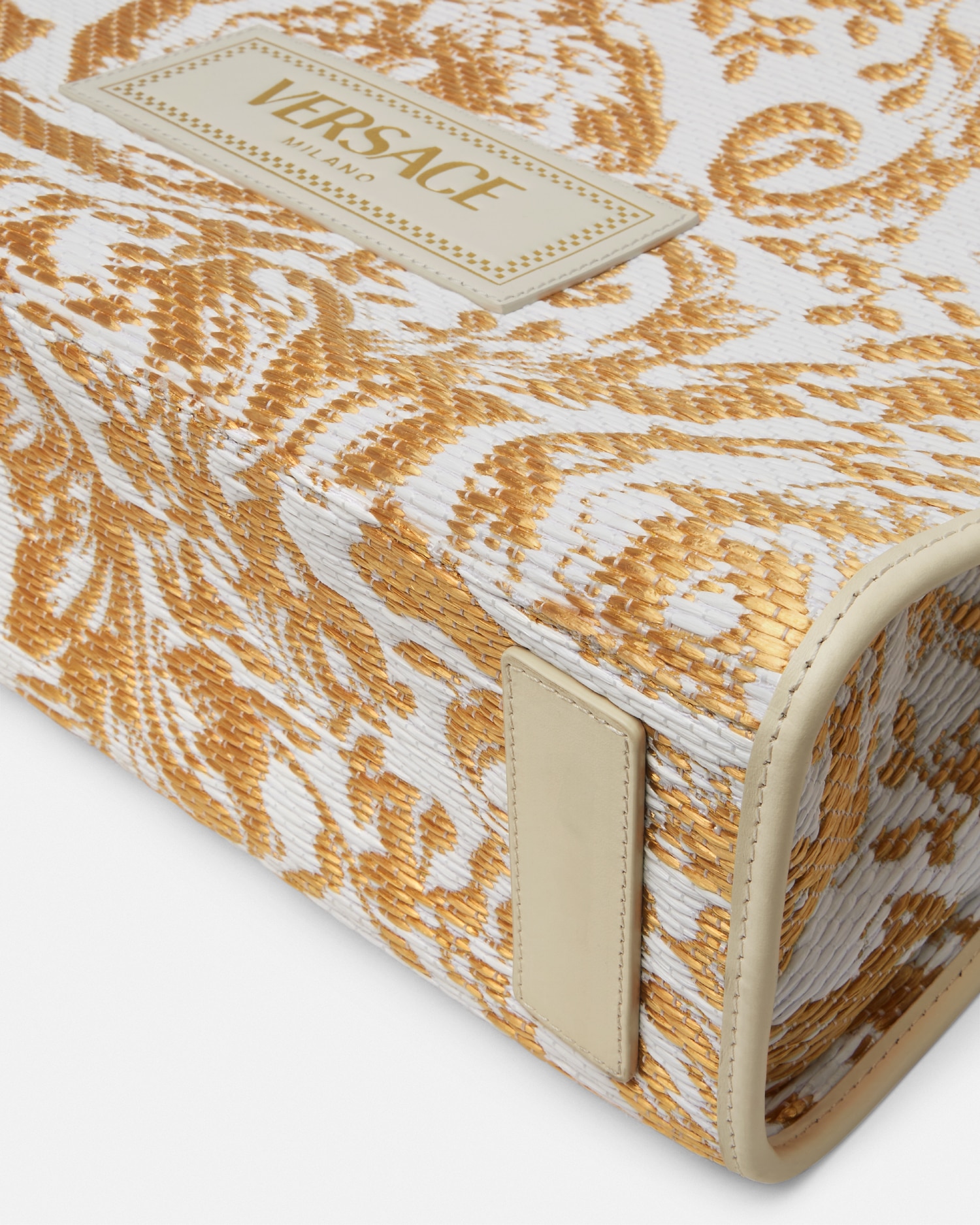 【VERSACE】 アテナ バロッコ ミディアム ラフィア ショッパー ミディアム トート バッグ バロッコ アテナ ブラック,ゴールド