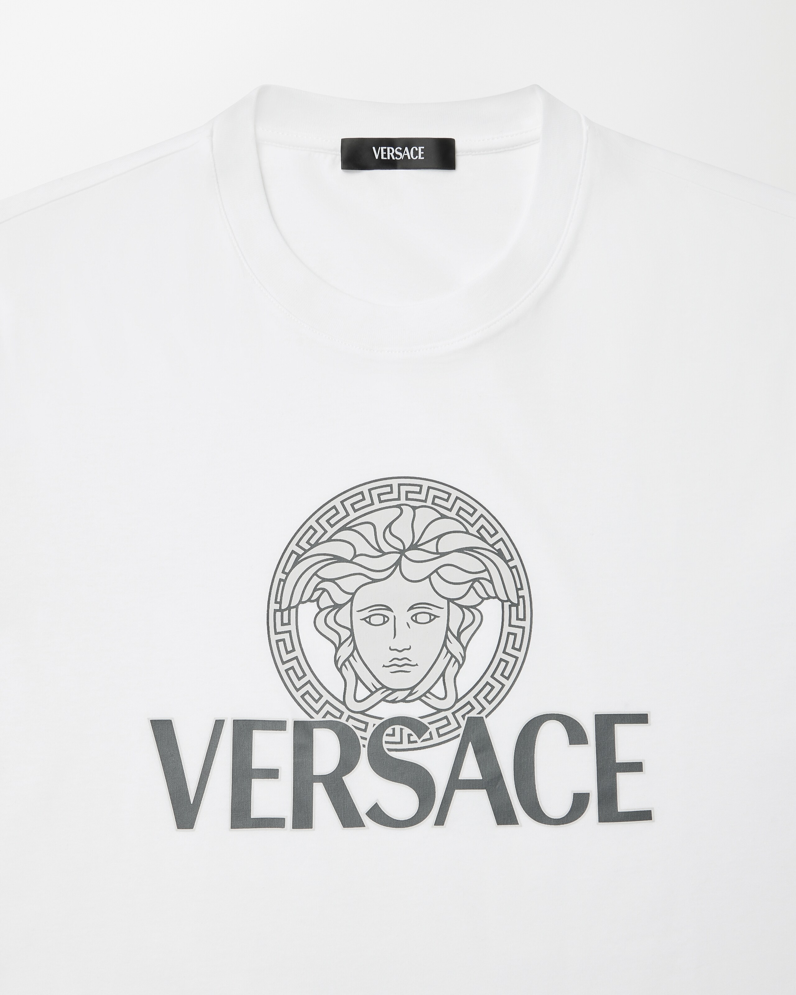 VERSACE ロゴ コットンTシャツ プリント コットンジャージー Tシャツ ホワイト | VERSACE JP