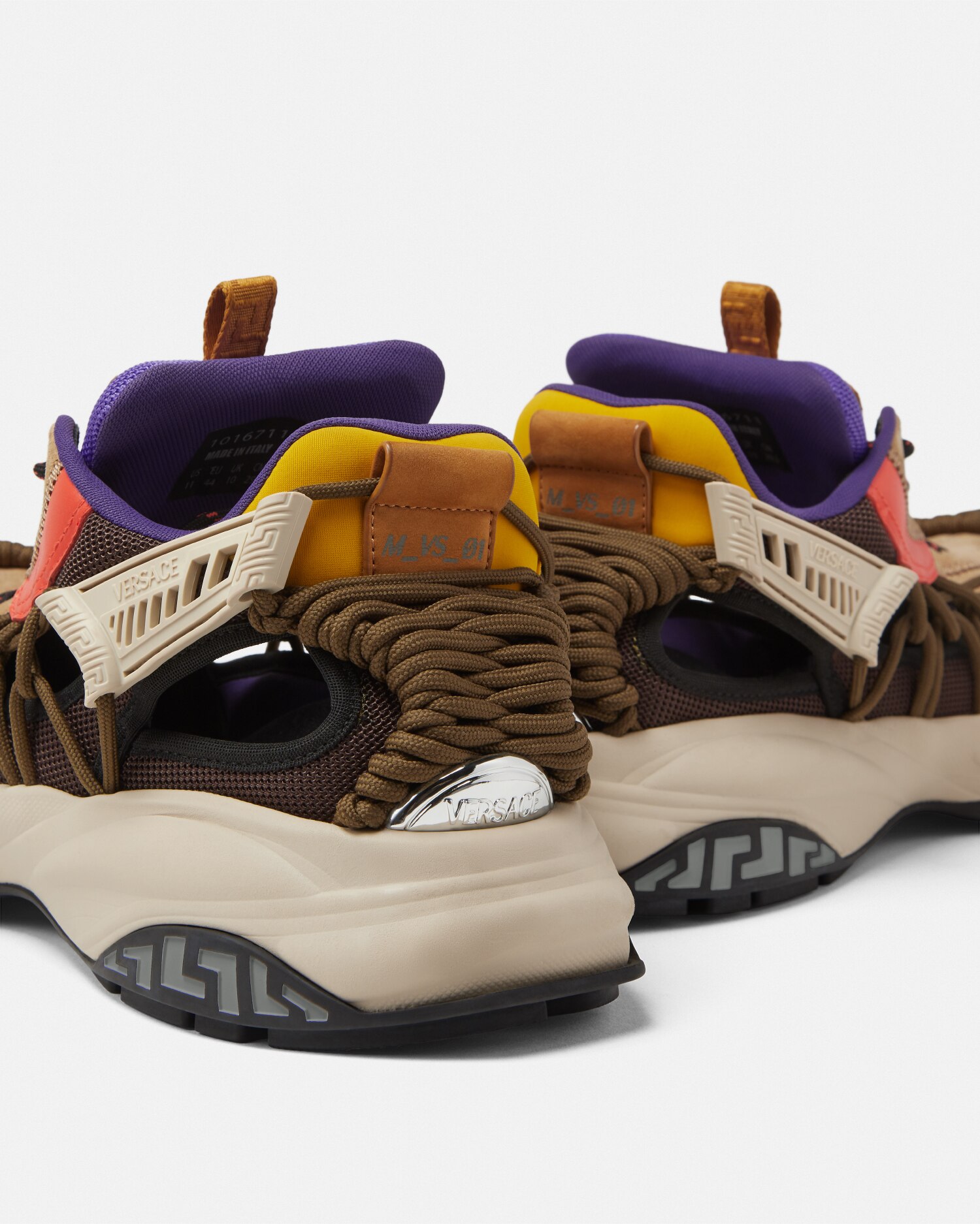 Versace Black Mesh And Leather Chain Reaction Sneakers Size