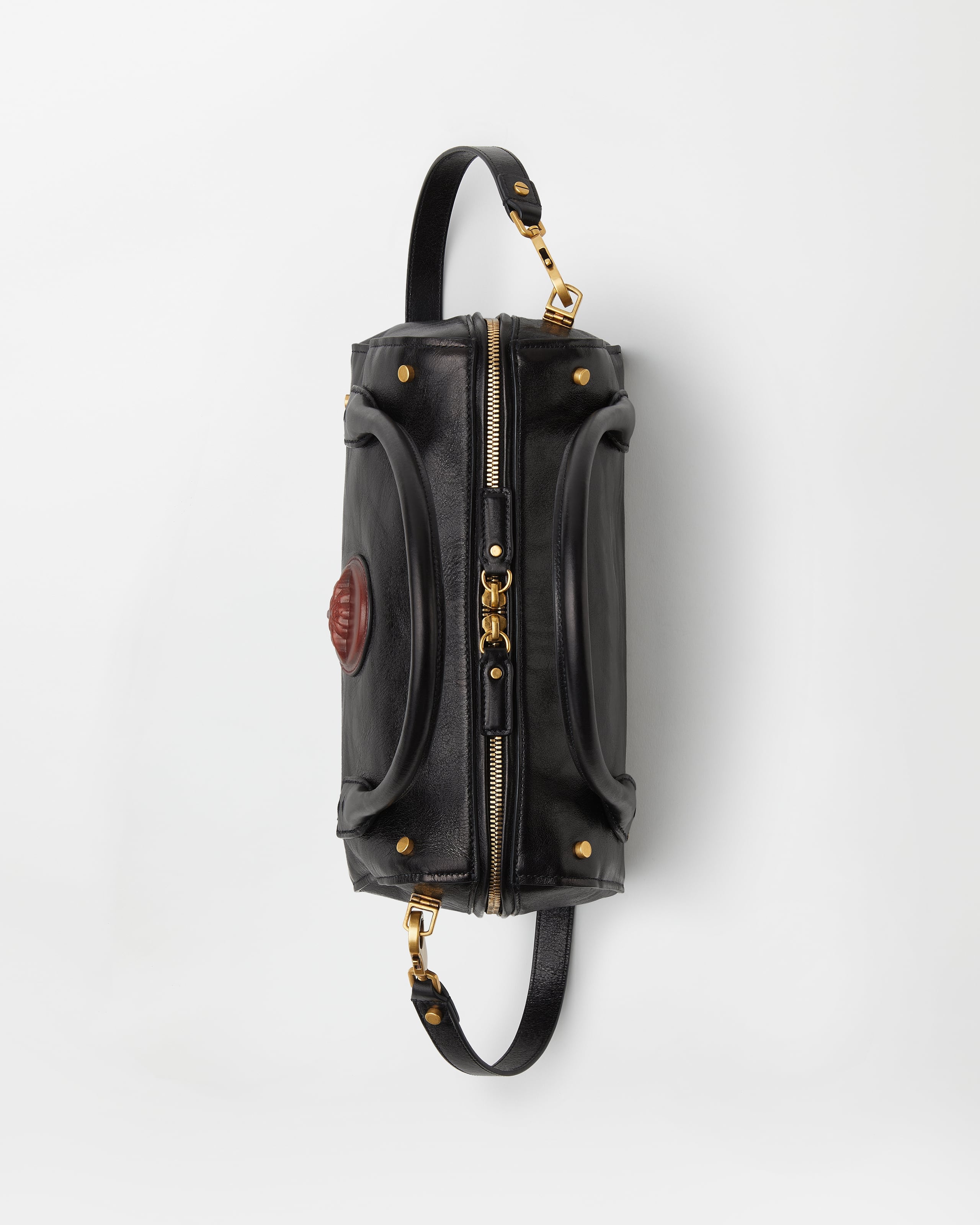 ルーミー レザー ボストン バッグ ブラック,ブラウン | VERSACE JP
