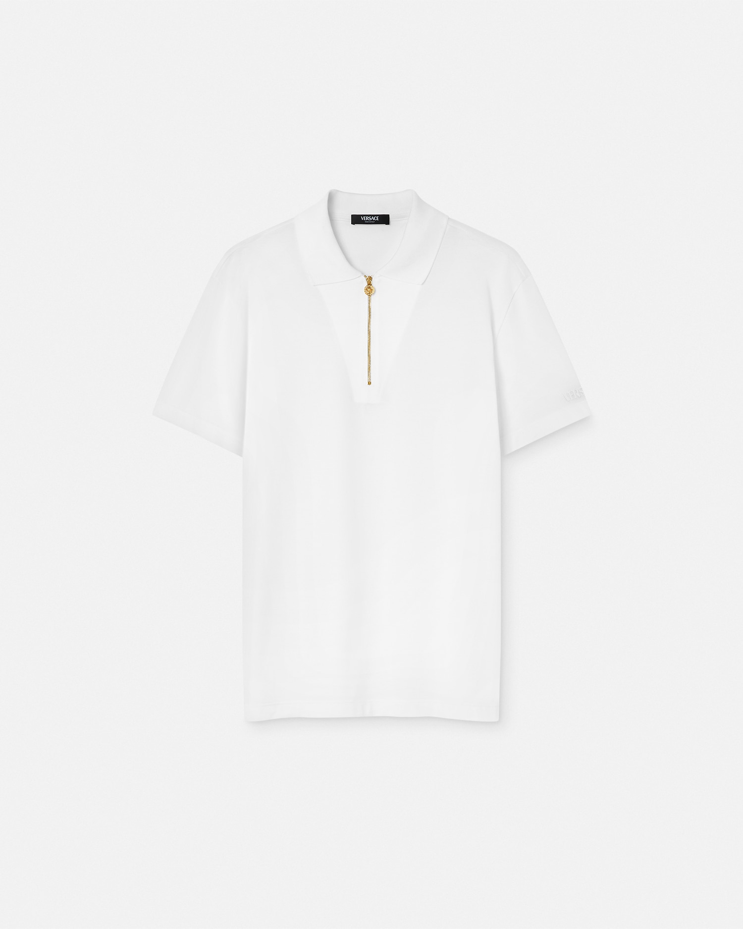 Versace メドゥーサ ジップアップ ポロシャツ | ホワイト