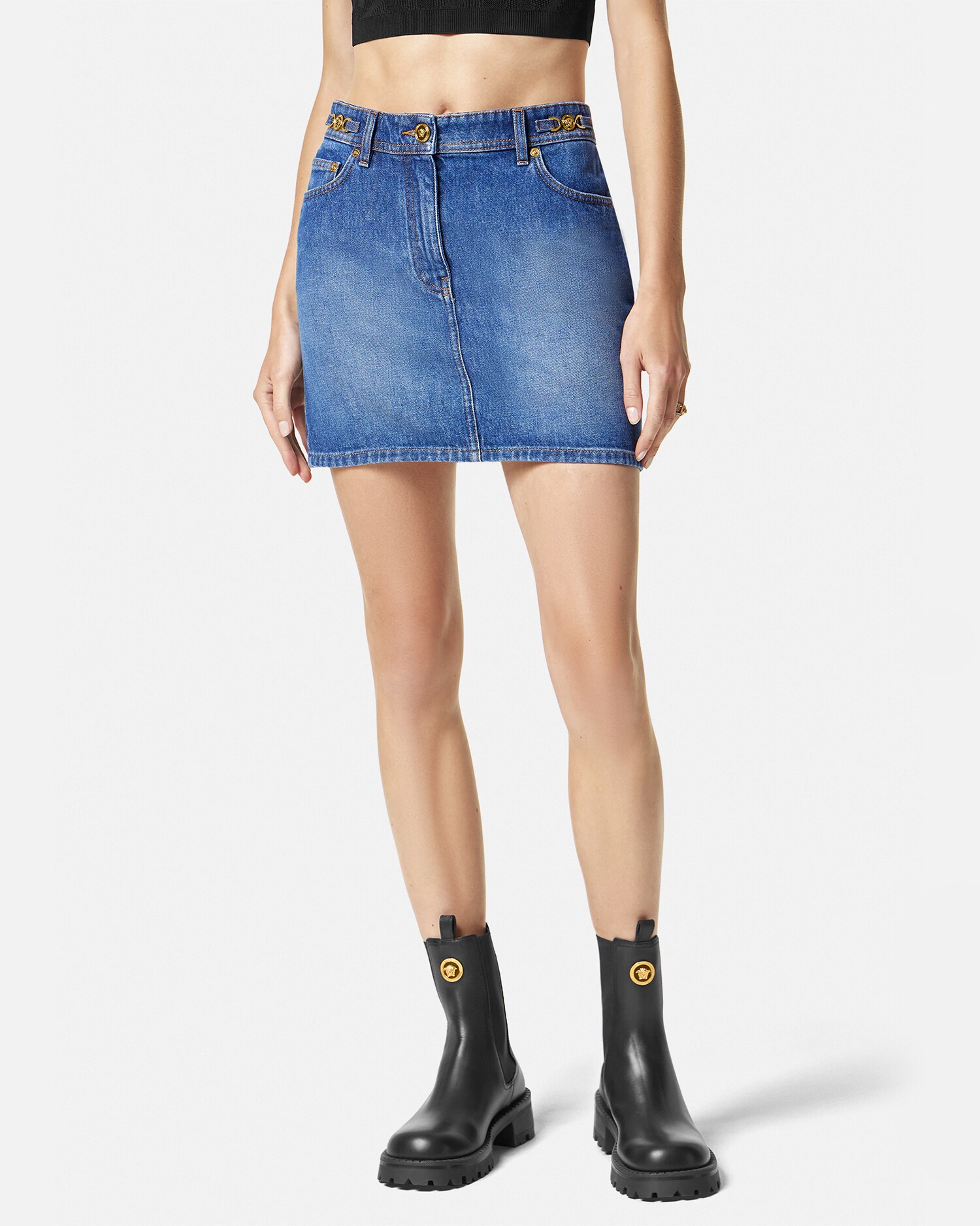 美品 VERSACE 現行タグ ミニスカート プリーツ バロック柄 Versace バロッコプリント ミニスカート | ブラック | FARFETCH JP