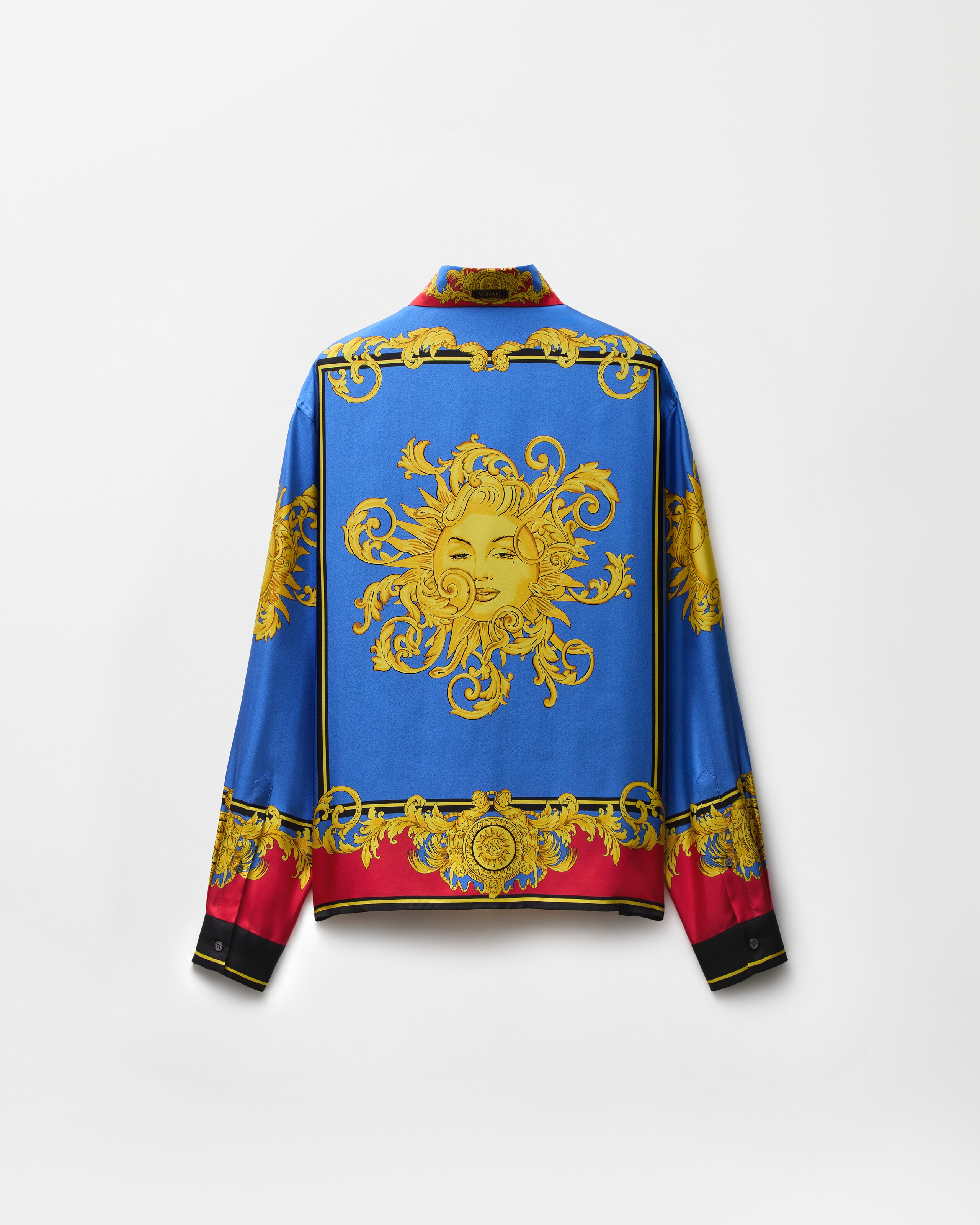 プリント シルク ツイル レギュラー シャツ ブルー,プリント | VERSACE JP