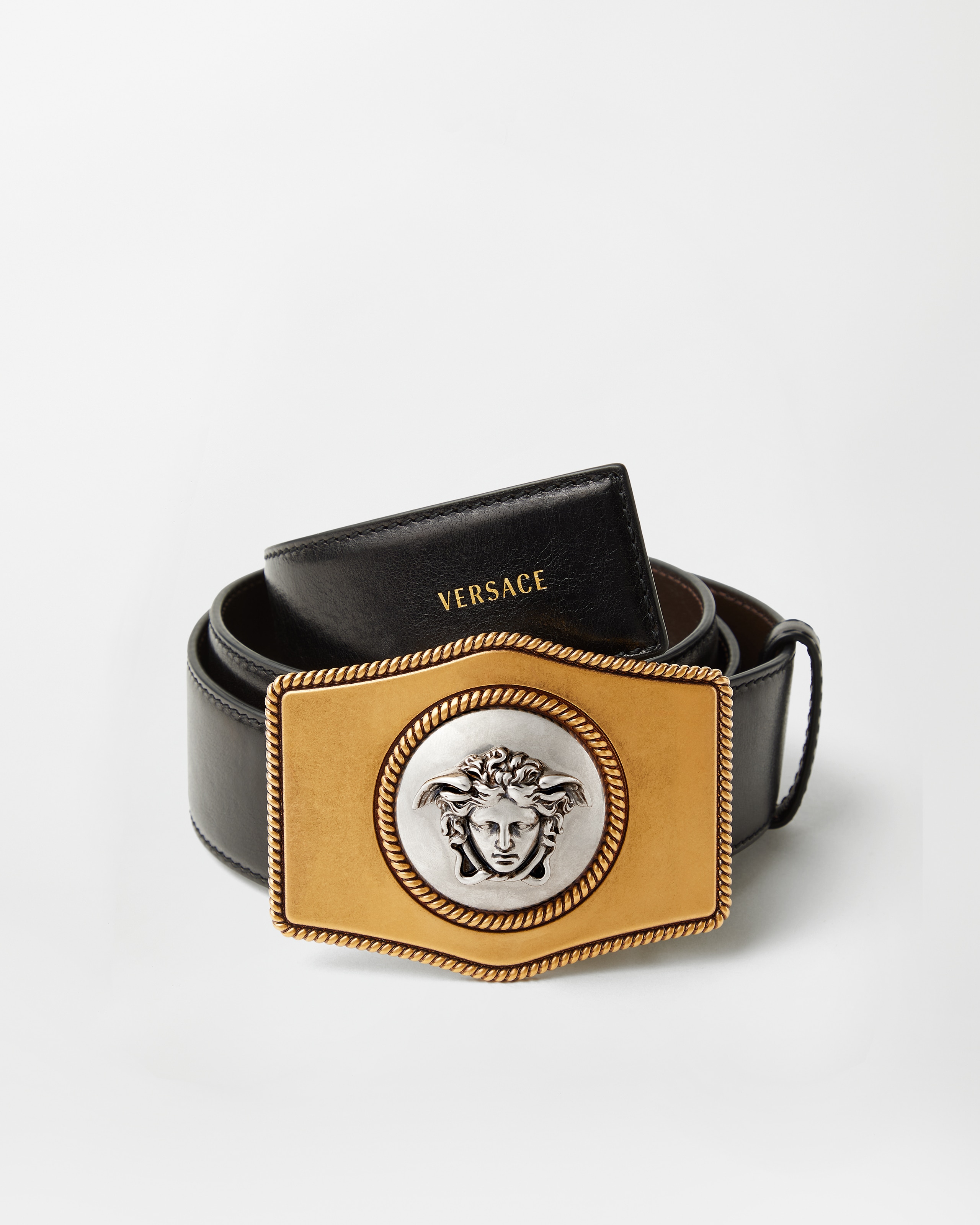 レザー ベルト 4 cm ブラック | VERSACE JP