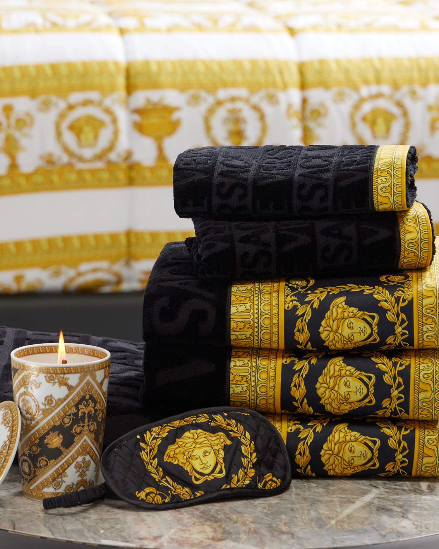 注目の ♡ I バロック JP VERSACE | ブラック タオル ハンド 小物