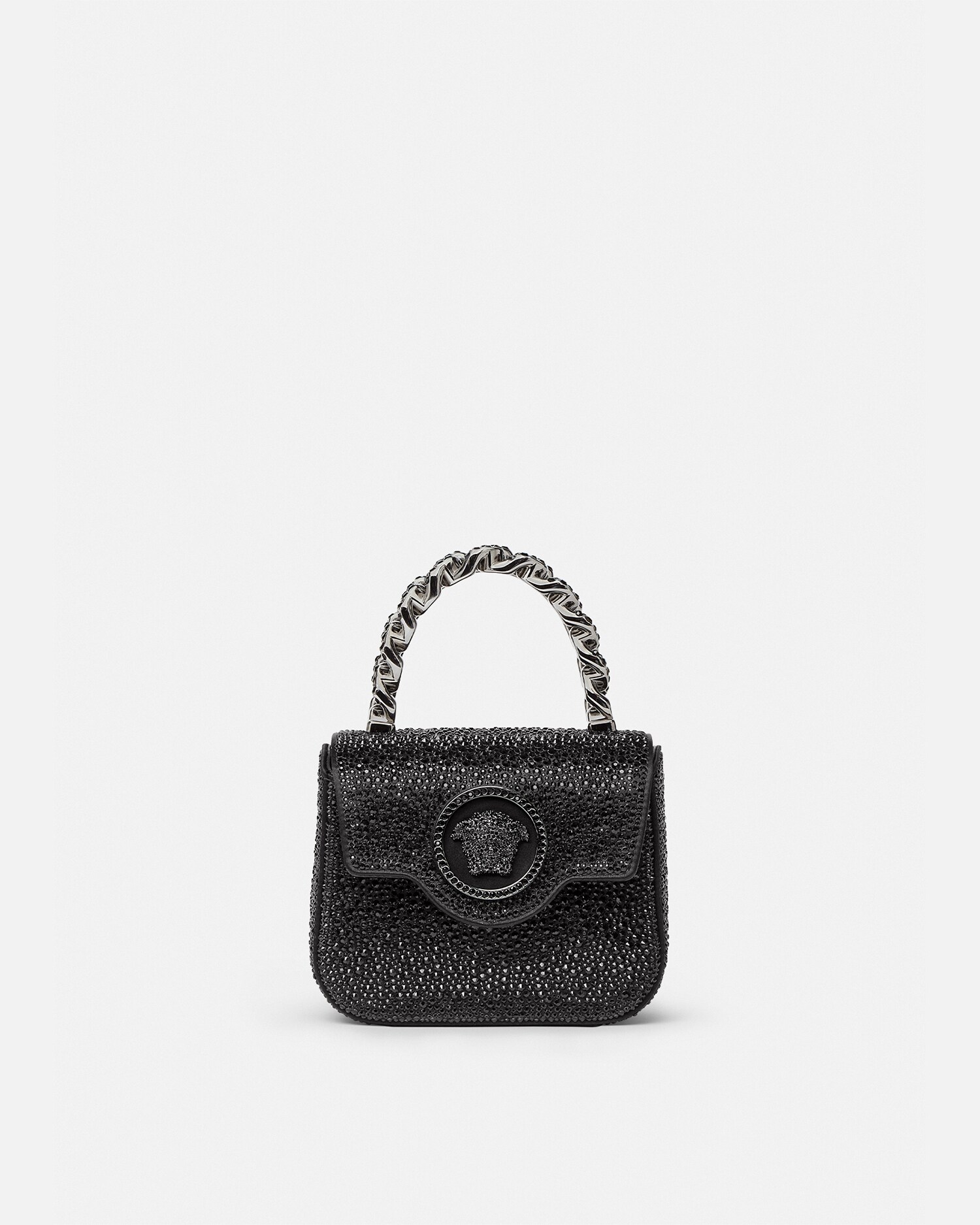 ラ メドゥーサ 装飾付き サテン ミニ バッグ ブラック | VERSACE JP