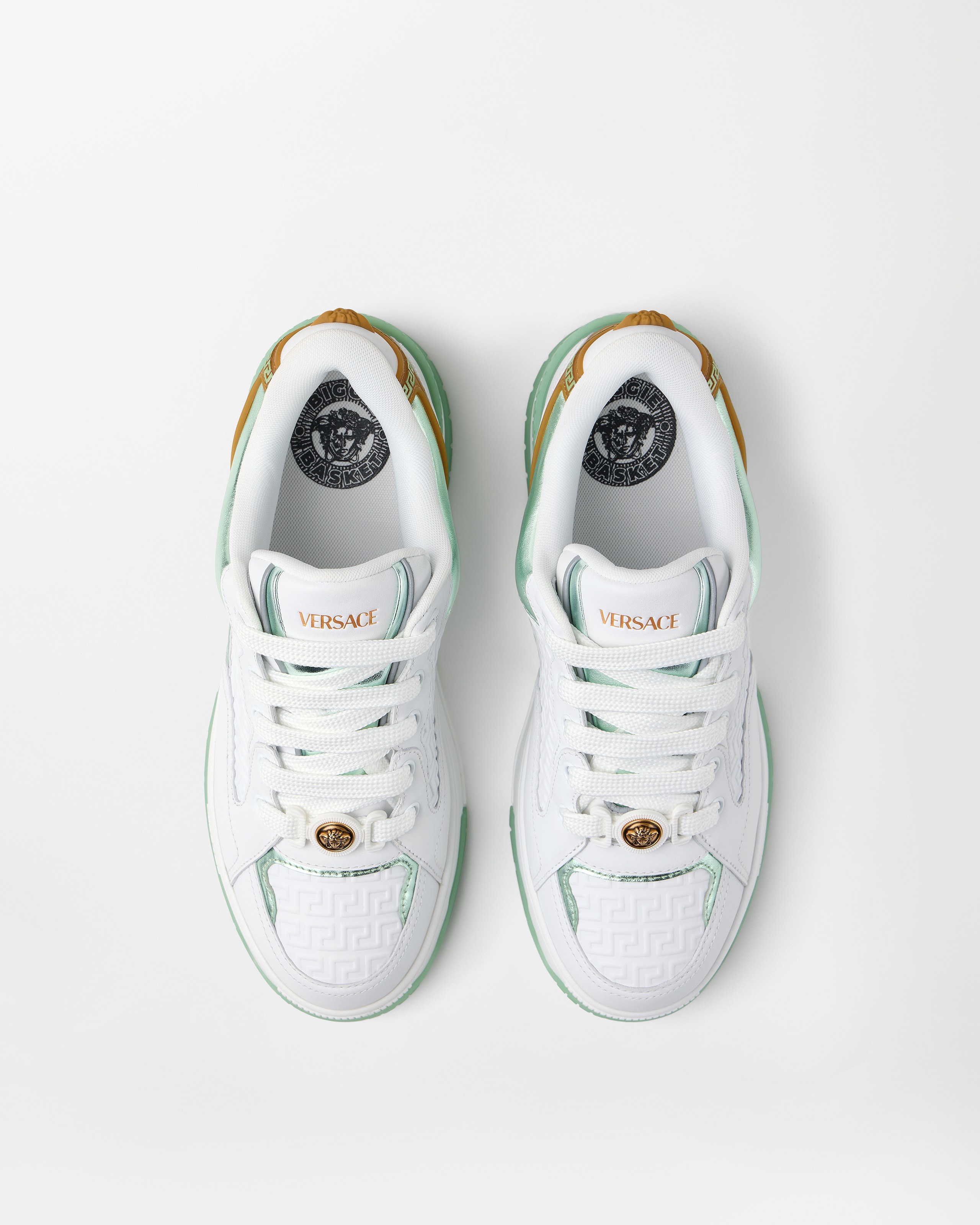 ビギー バスケット レザー スニーカー ホワイト,グリーン | VERSACE JP