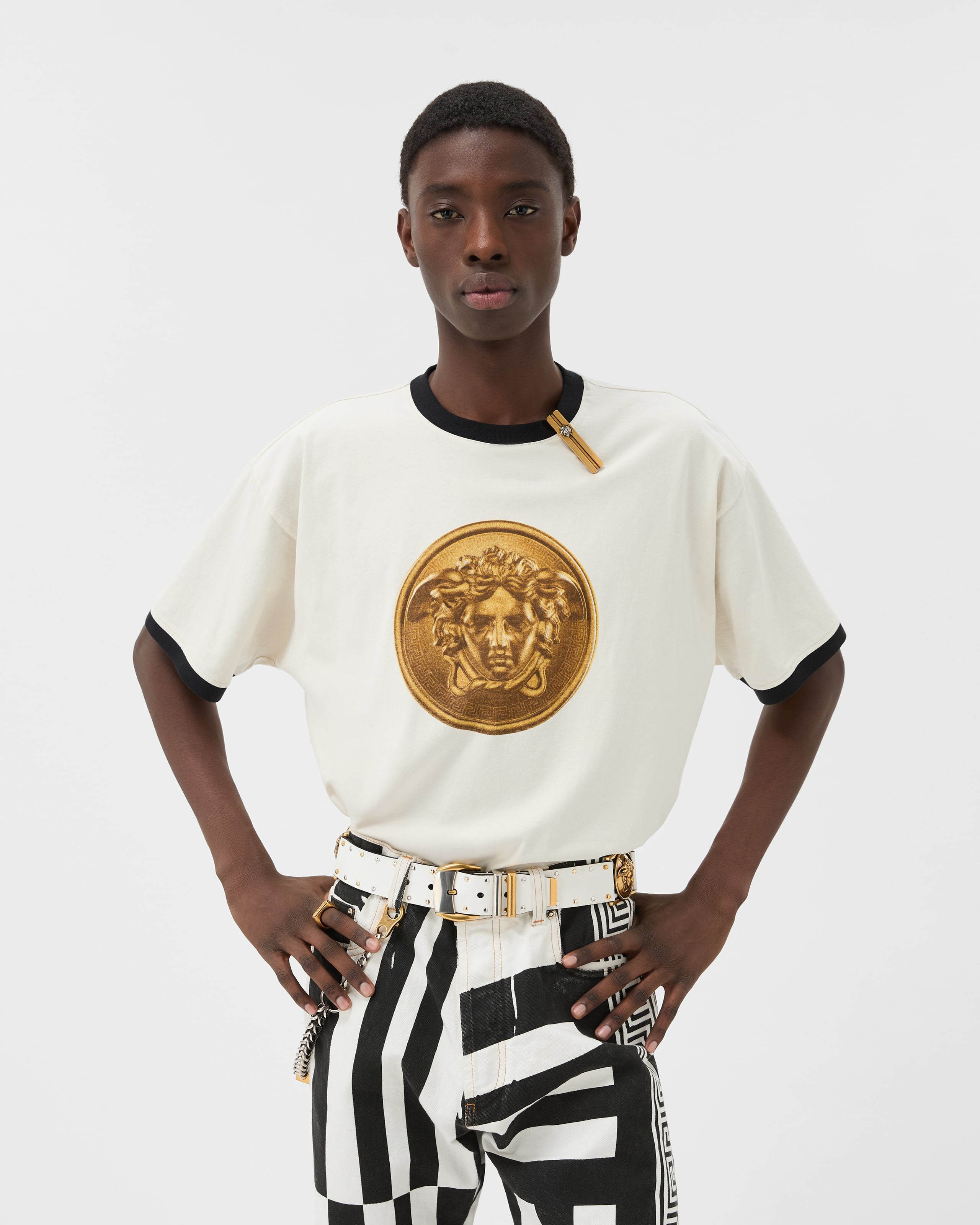 プリント コットンジャージー Tシャツ ホワイト | VERSACE JP
