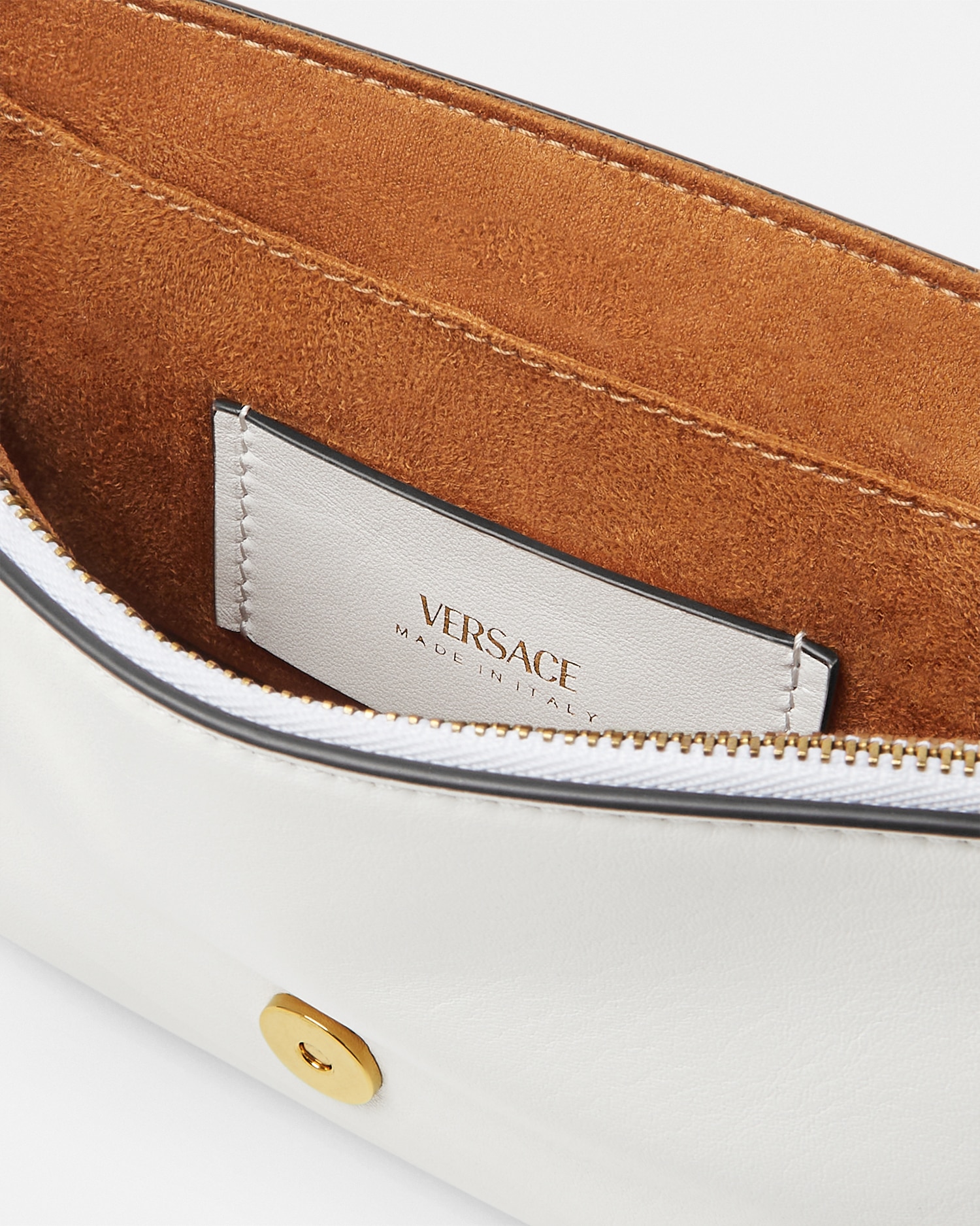 VERSACE ★ ロゴ レザー ハンドバッグ / ホワイト Versace Versace Tag Zip Leather Shoulder Bag | Neiman Marcus