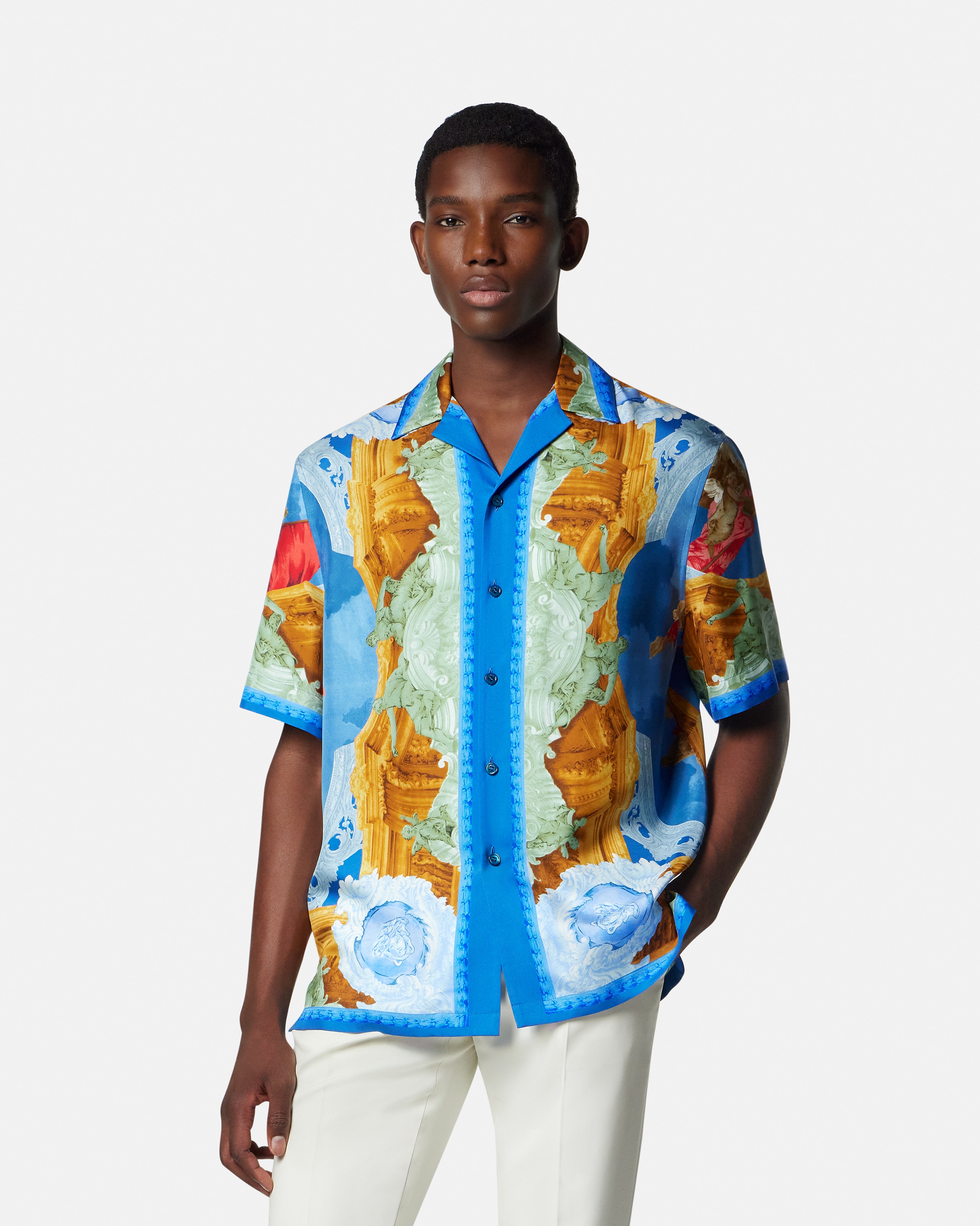 プリント シルク ツイル レギュラー シャツ プリント | VERSACE JP