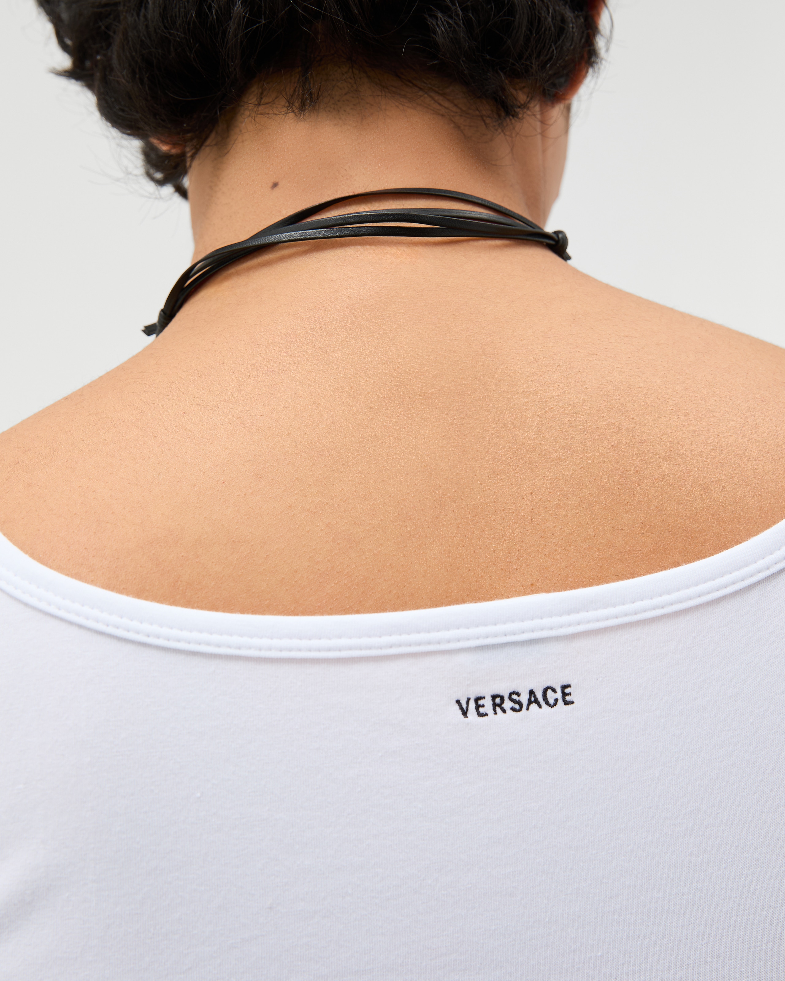刺繍入り コットンジャージー タンク トップ ホワイト | VERSACE JP