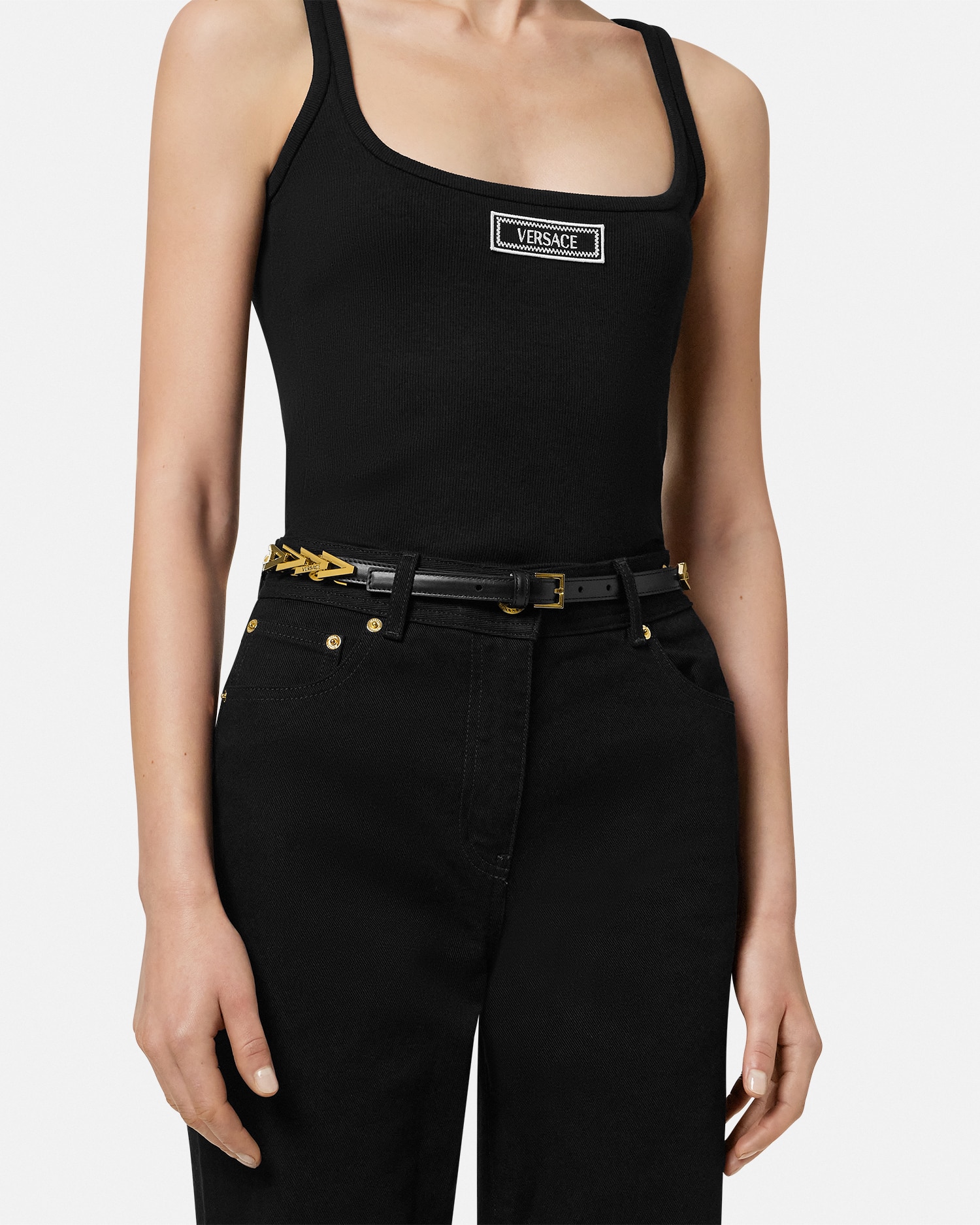 VERSACE V2025 チェーンレザーベルト V2025 チェーンレザーベルト 2 cm | VERSACE JP