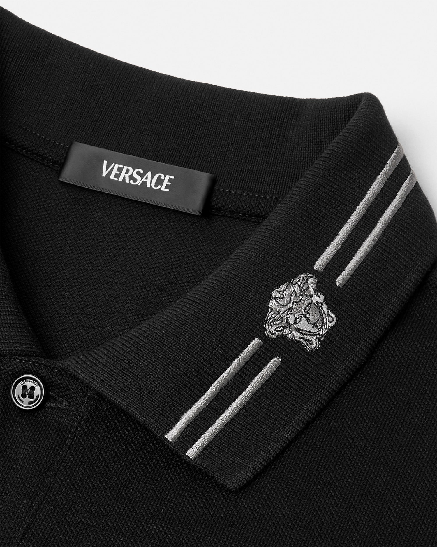 刺繍入り ポロ シャツ メドゥーサ ブルー | VERSACE JP