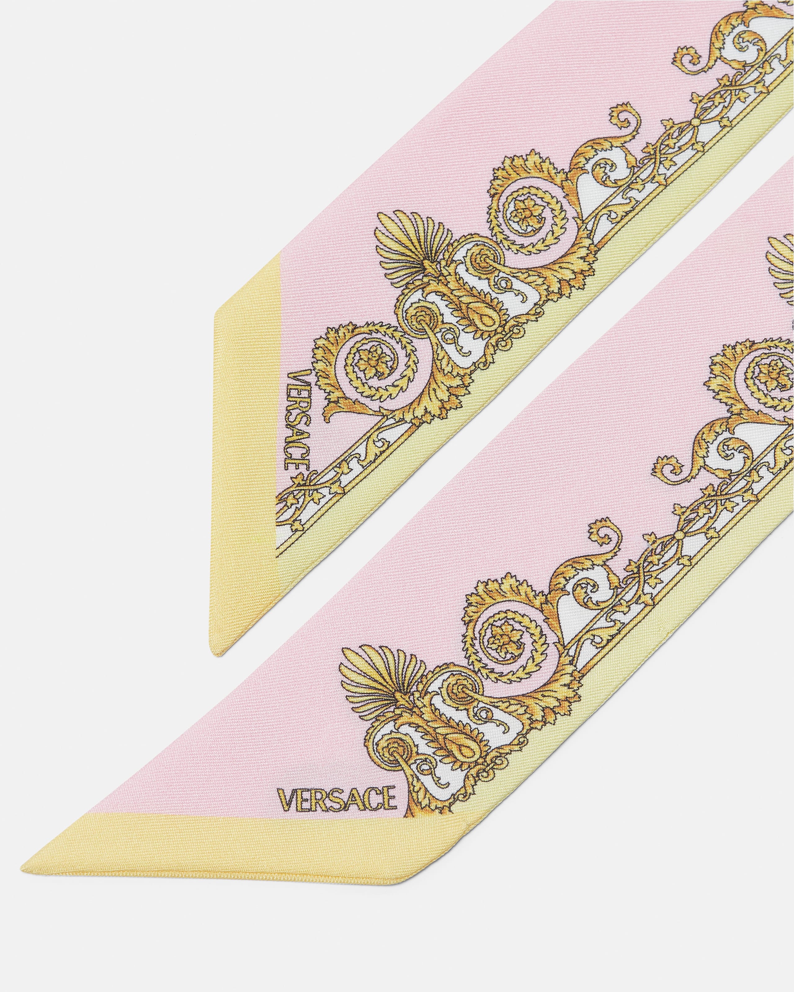 プリント シルク ツイル リボン ブルー,ゴールド | VERSACE JP