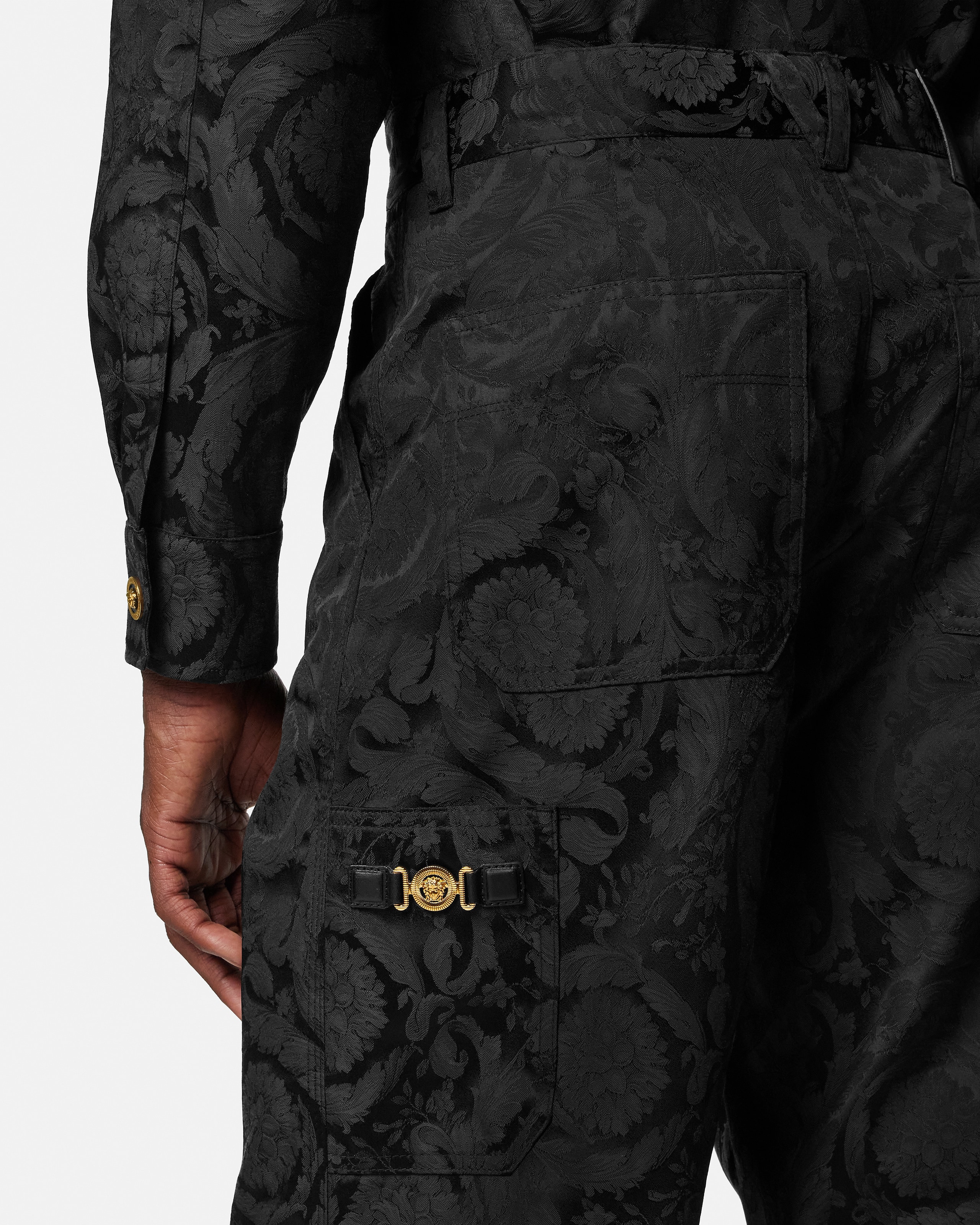 ジャカード コットン カーペンター パンツ ブラック | VERSACE JP