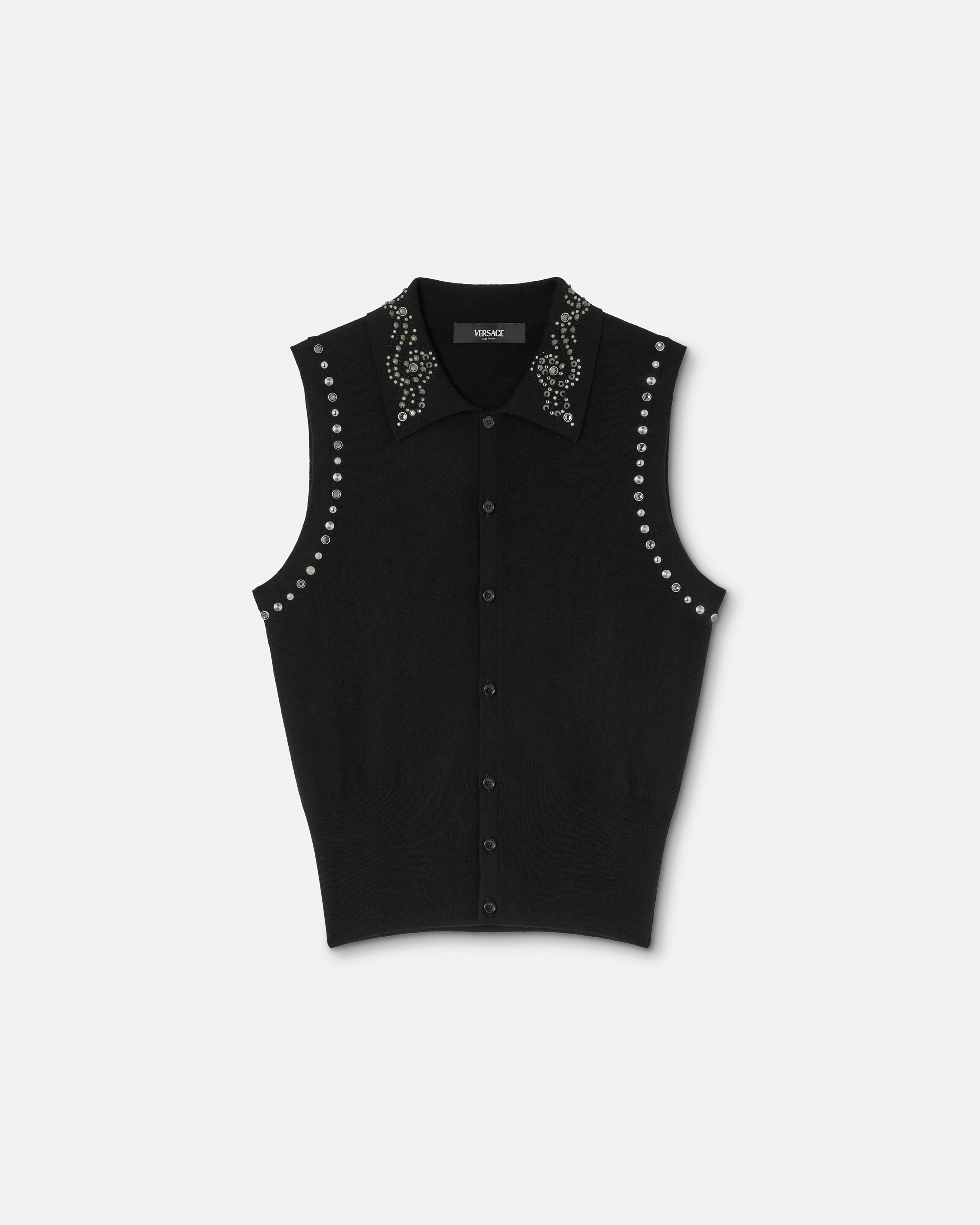 バレンタイン　ベスト　カシミヤ 装飾入り カシミヤブレンド ニット ベスト ホワイト | VERSACE JP