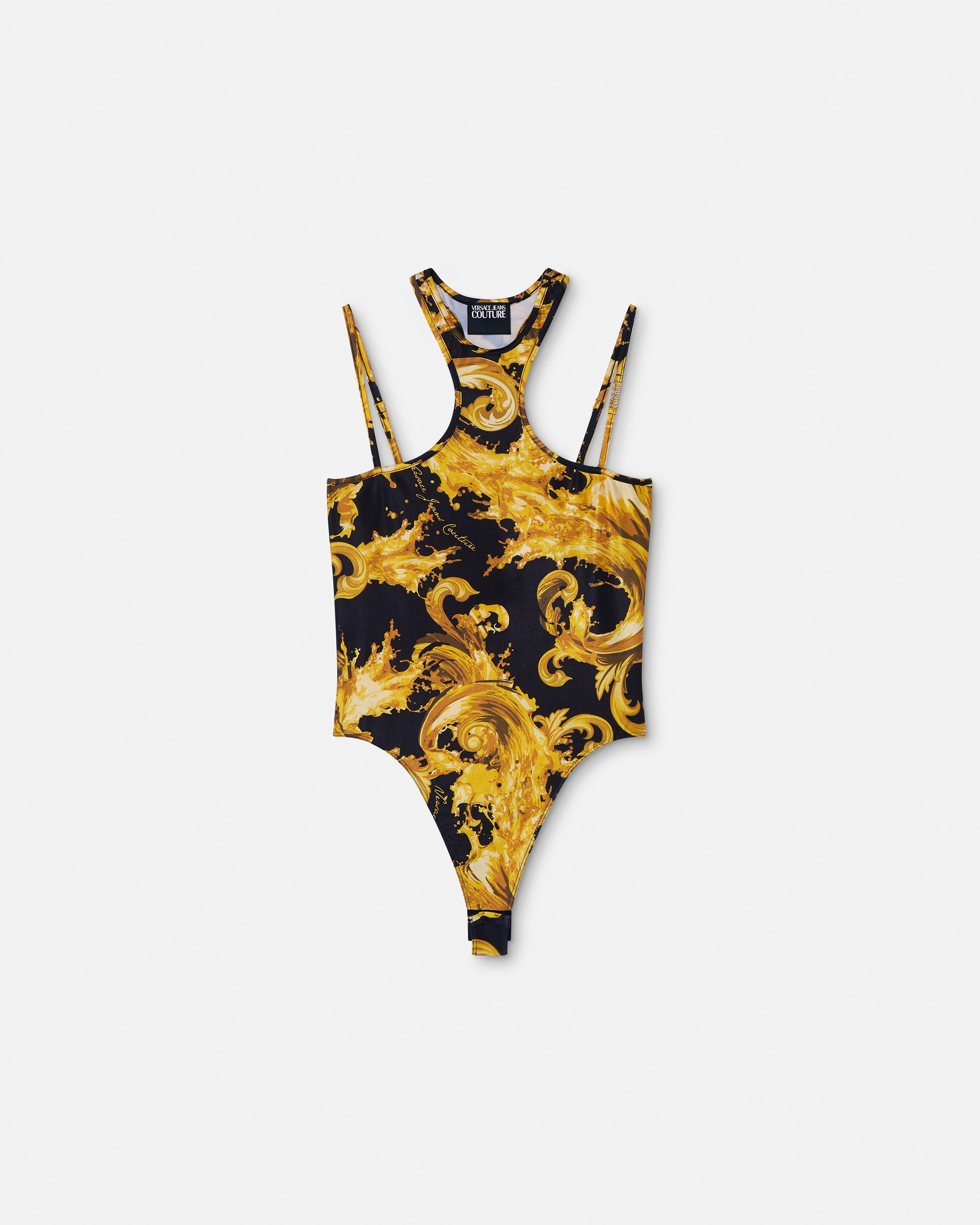 プリント オフショルダー ボディスーツ ブラック,ゴールド | VERSACE JP