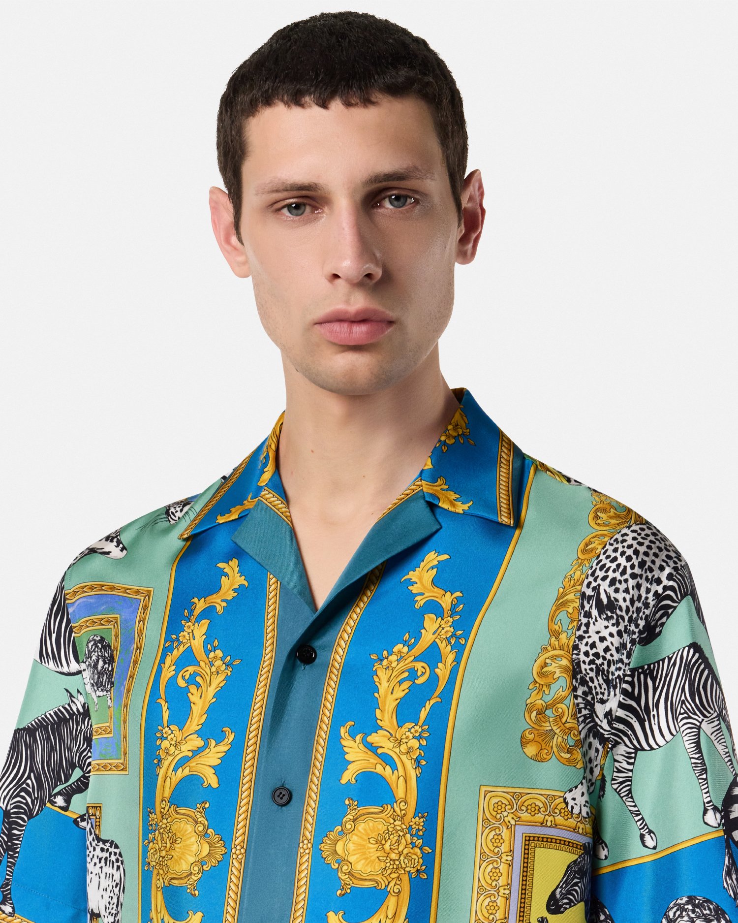 VERSACE スマイル シルク シャツ 中古・古着通販】VERSACE (ヴェルサーチェ) シルクシャツ