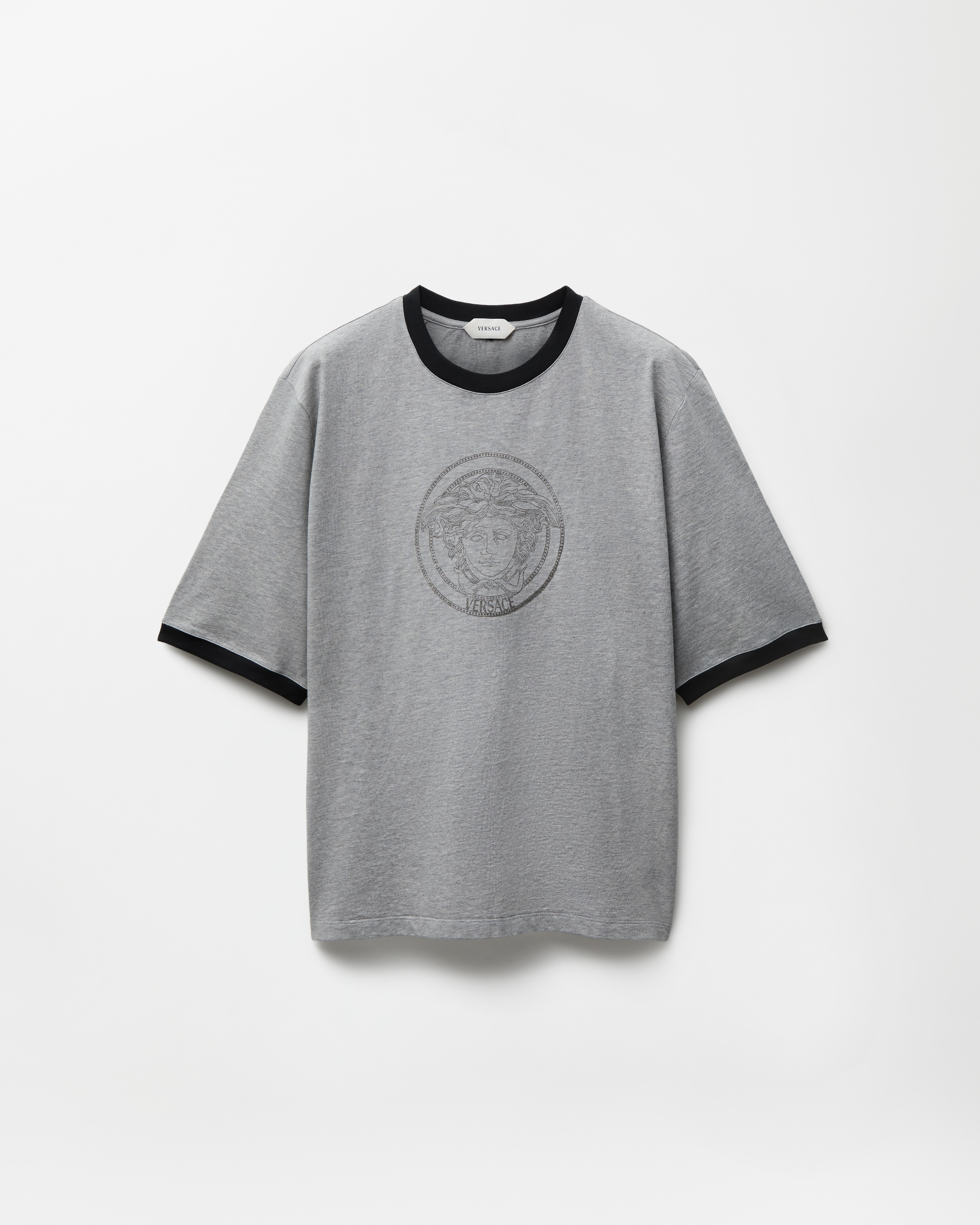 プリントロゴ入りコットンジャージーTシャツ グレー | VERSACE JP