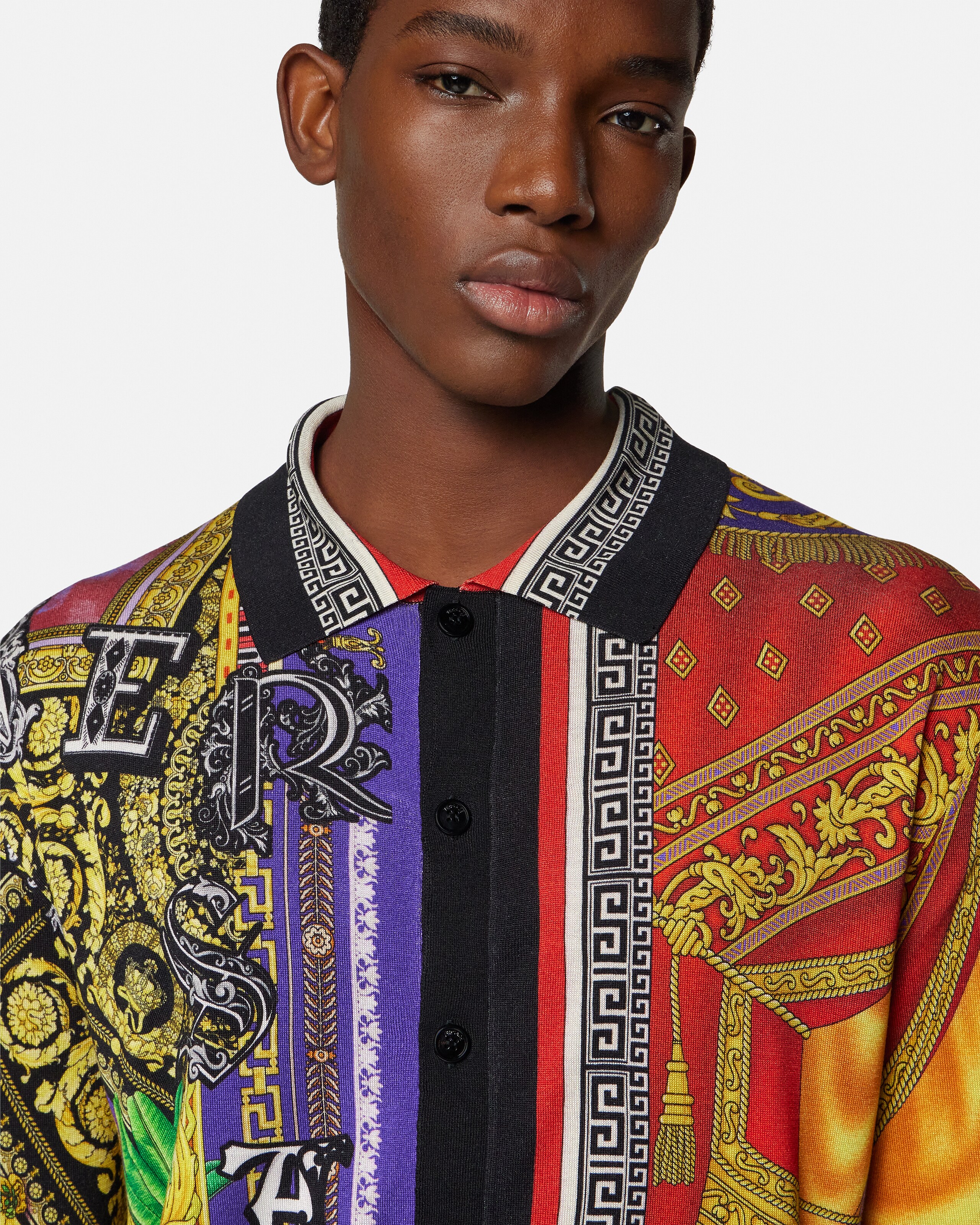 ベルサーチ ニットシャツ プリント シルク ニット シャツ プリント | VERSACE JP