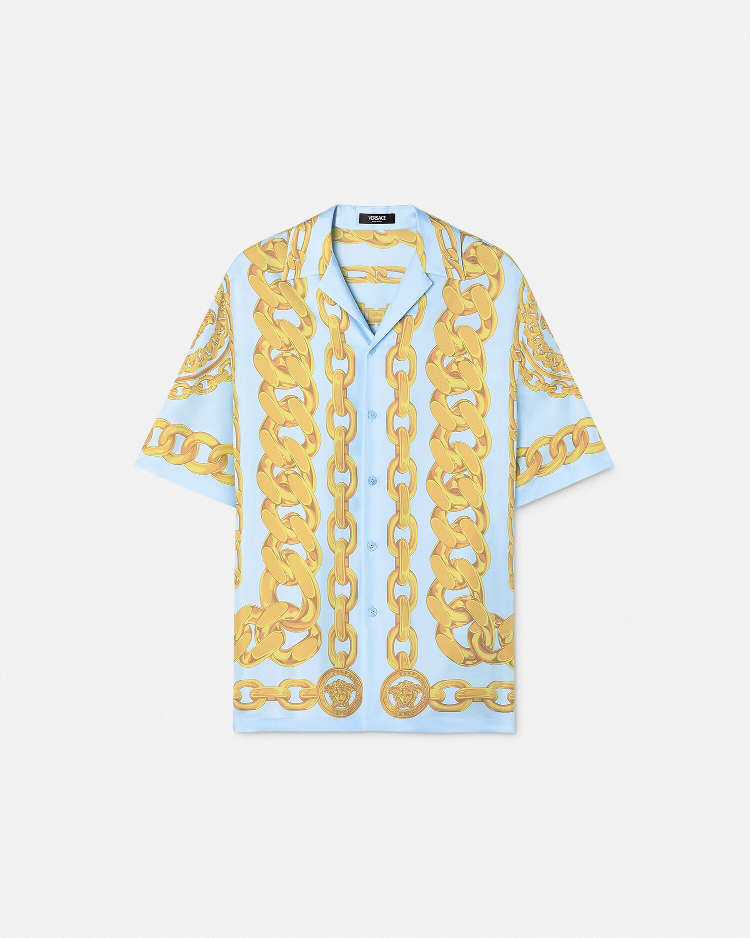 VERSACE メドゥーサ チェーン シルク 半袖シャツ シルク シャツ メドゥーサ チェーン | VERSACE JP