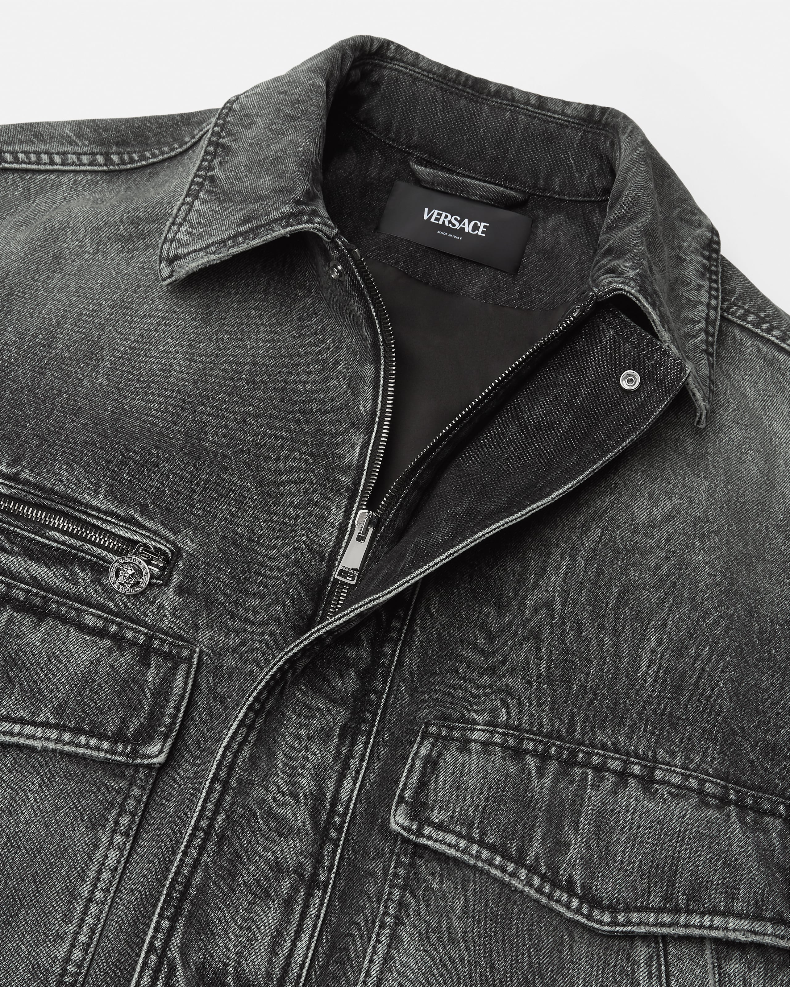 ベルサーチ デニムジャケット M コットン ベルト ブラック ヴェルサーチ(VERSACE) メンズデニムジャケット | 通販・人気