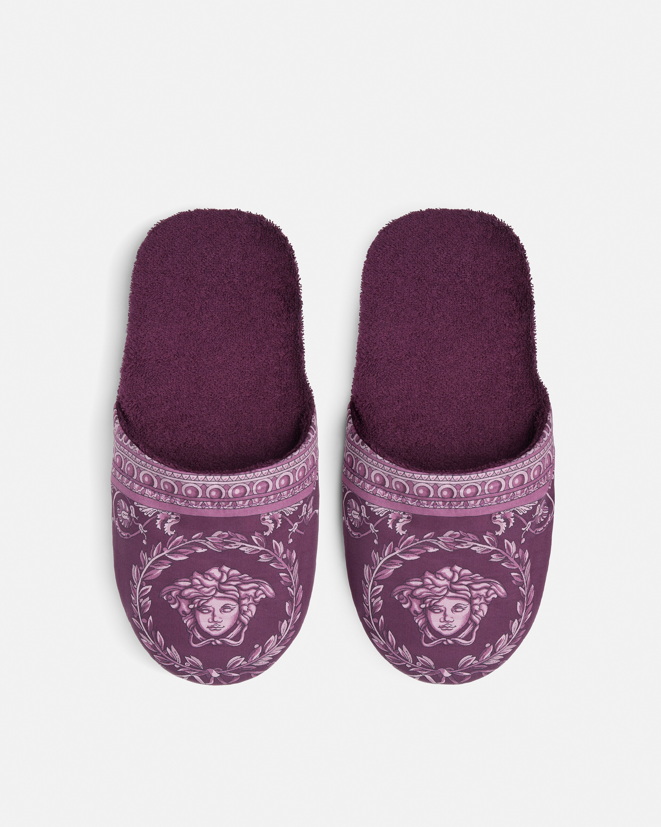 新品　Versace ベルサーチ スリッパ 紫　パープル　ホームシューズ　タグ箱 I ♡ バロック スリッパ グリーン | VERSACE JP